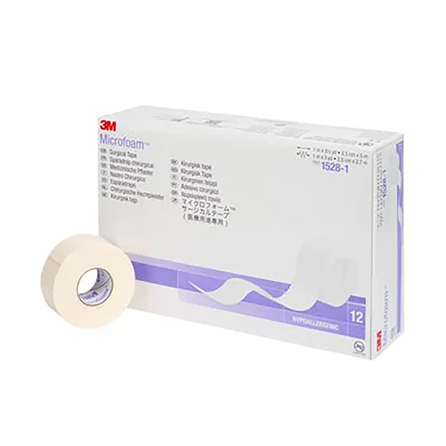 3M Microfoam Surgical Tape | 2.5cm x 5m | Pack of 12