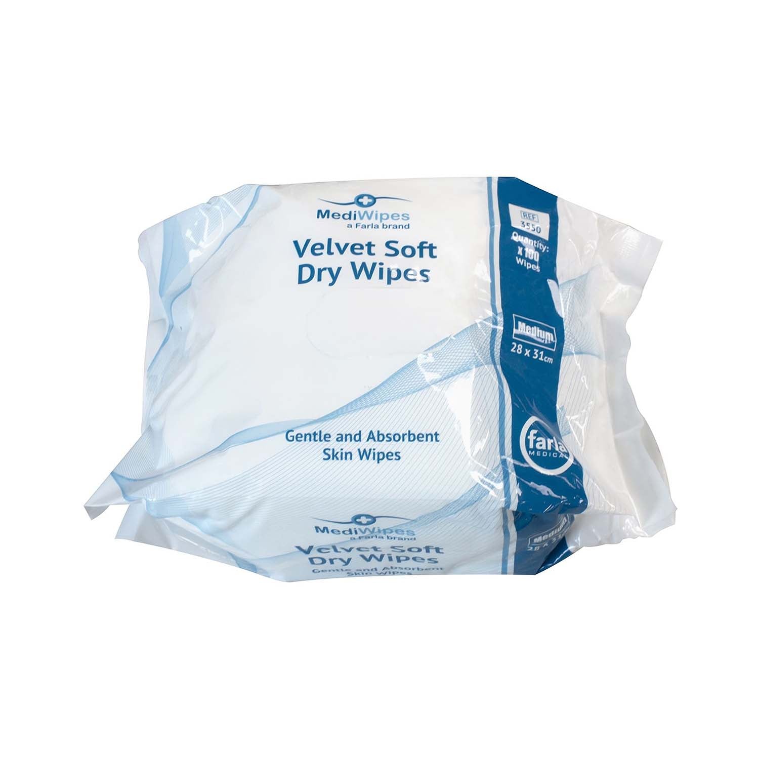 MediWipes Velvet Soft Dry Wipes | Medium | Pack of 100 (2)