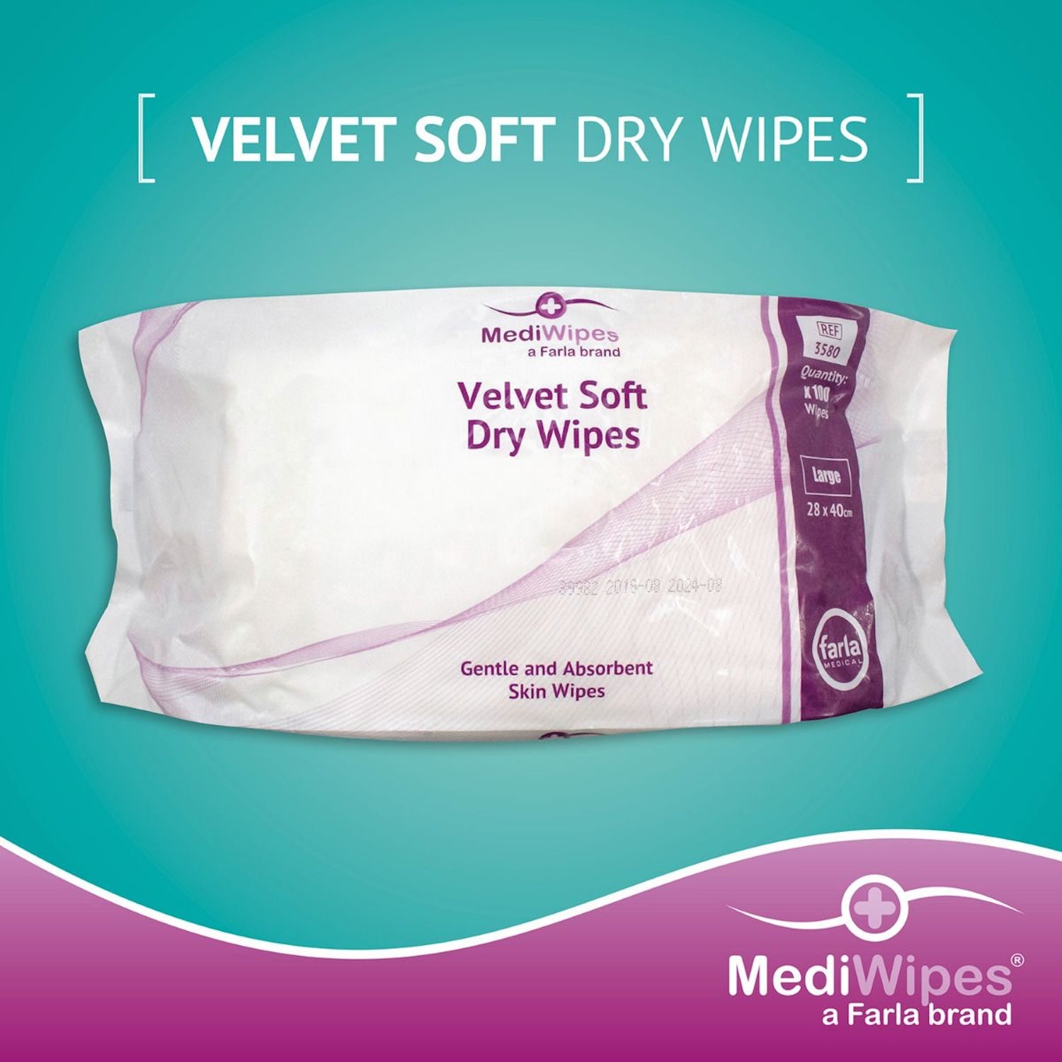 MediWipes Velvet Soft Dry Wipes | Large | Pack of 100
