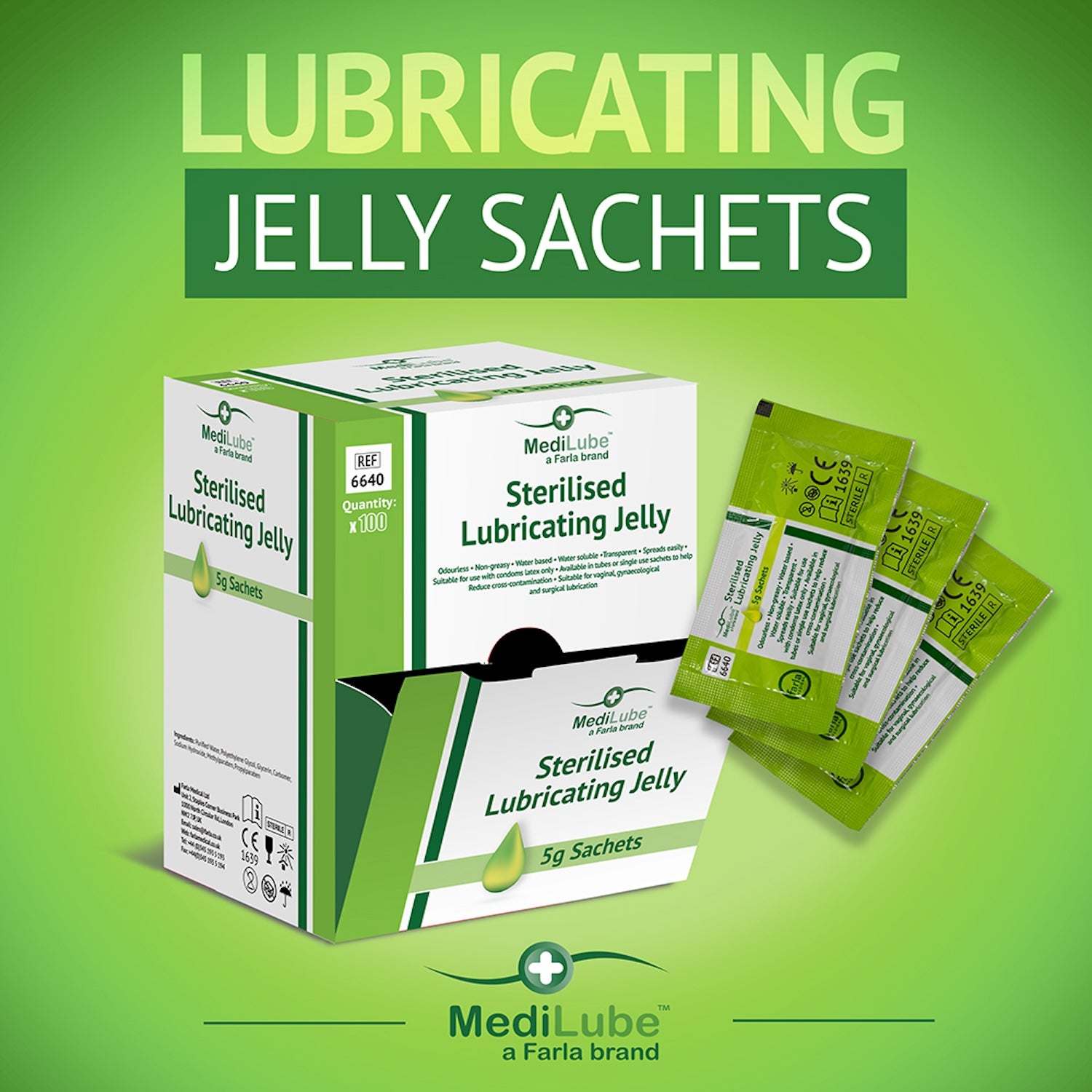 MediLube Lubricating Jelly | 5g Sachet | Sterile | Dispensing Pack of 100 Sachets