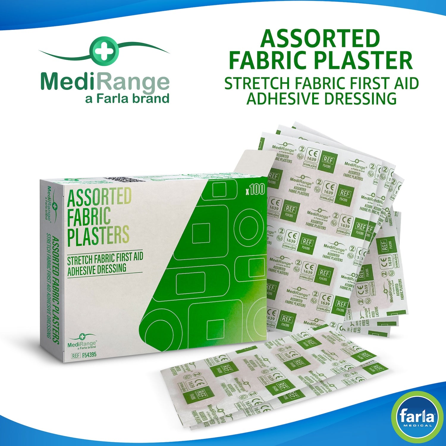 MediRange Assorted Plasters | Stretch Fabric | Pack of 100 (1)