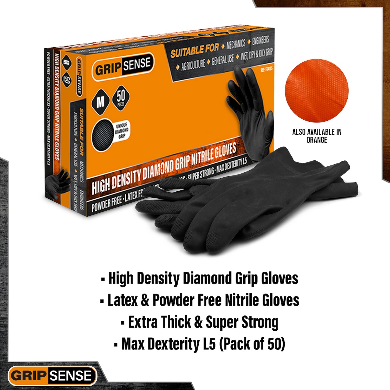 GripSense Black Gloves | Pack of 50 Pieces (9)