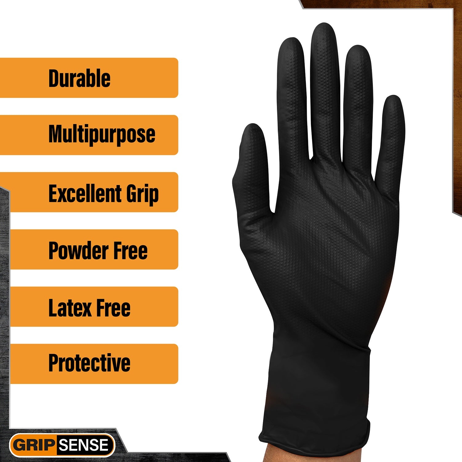 GripSense Black Gloves | Pack of 50 Pieces (7)