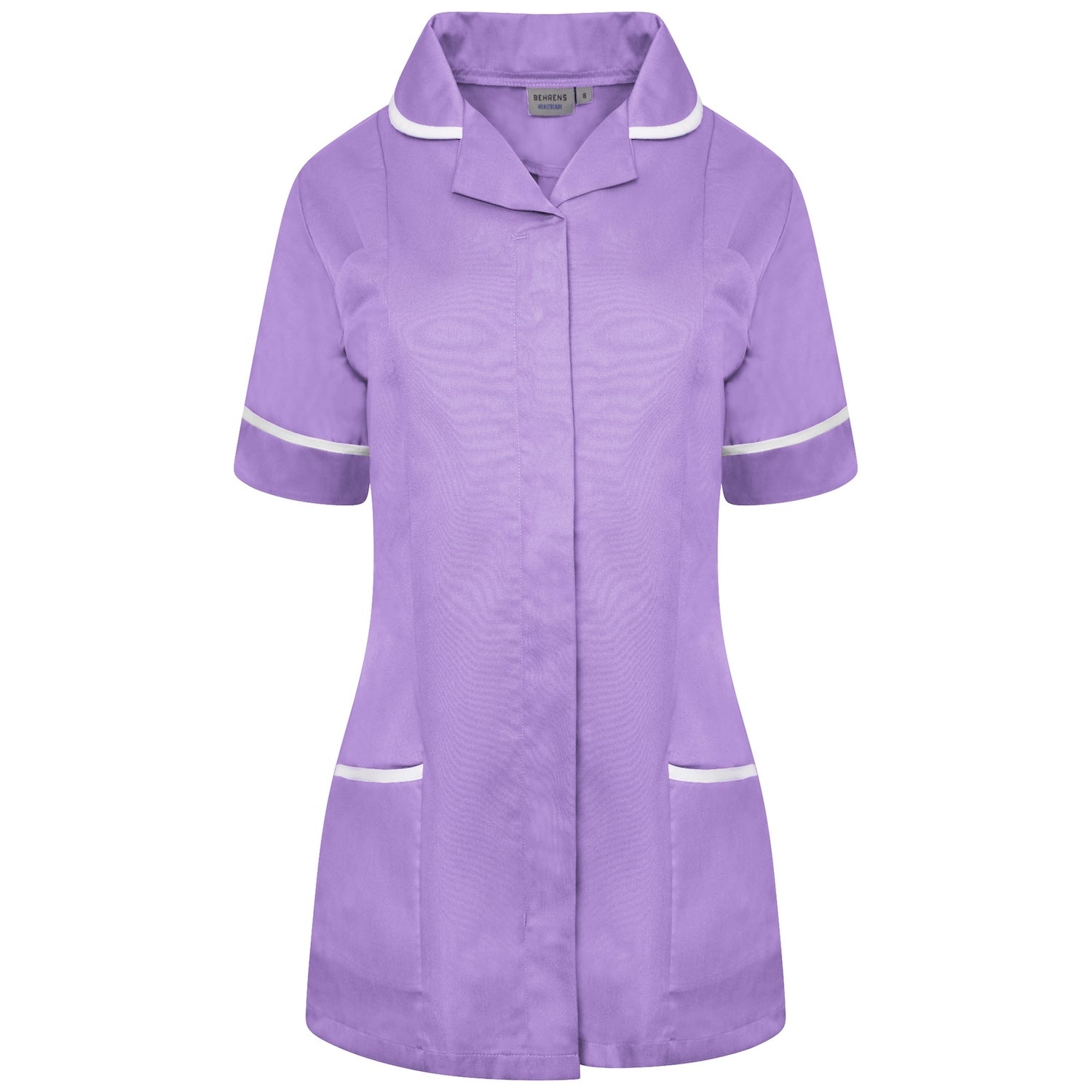 Ladies Healthcare Tunic | Round Collar | Lilac/White Trim