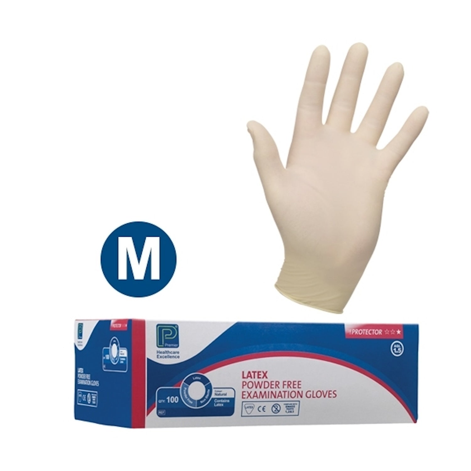 Shermond Premier Protector Latex Gloves | Medium | Pack of 100 Pieces