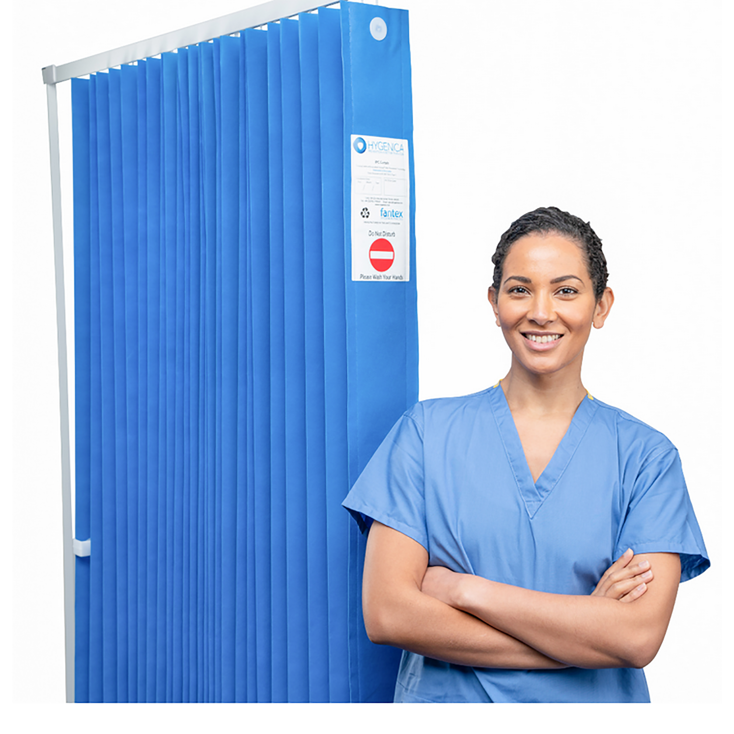 Fantex Disposable Curtains | Standard | Fast Fit | Medical Blue | Pack of 8