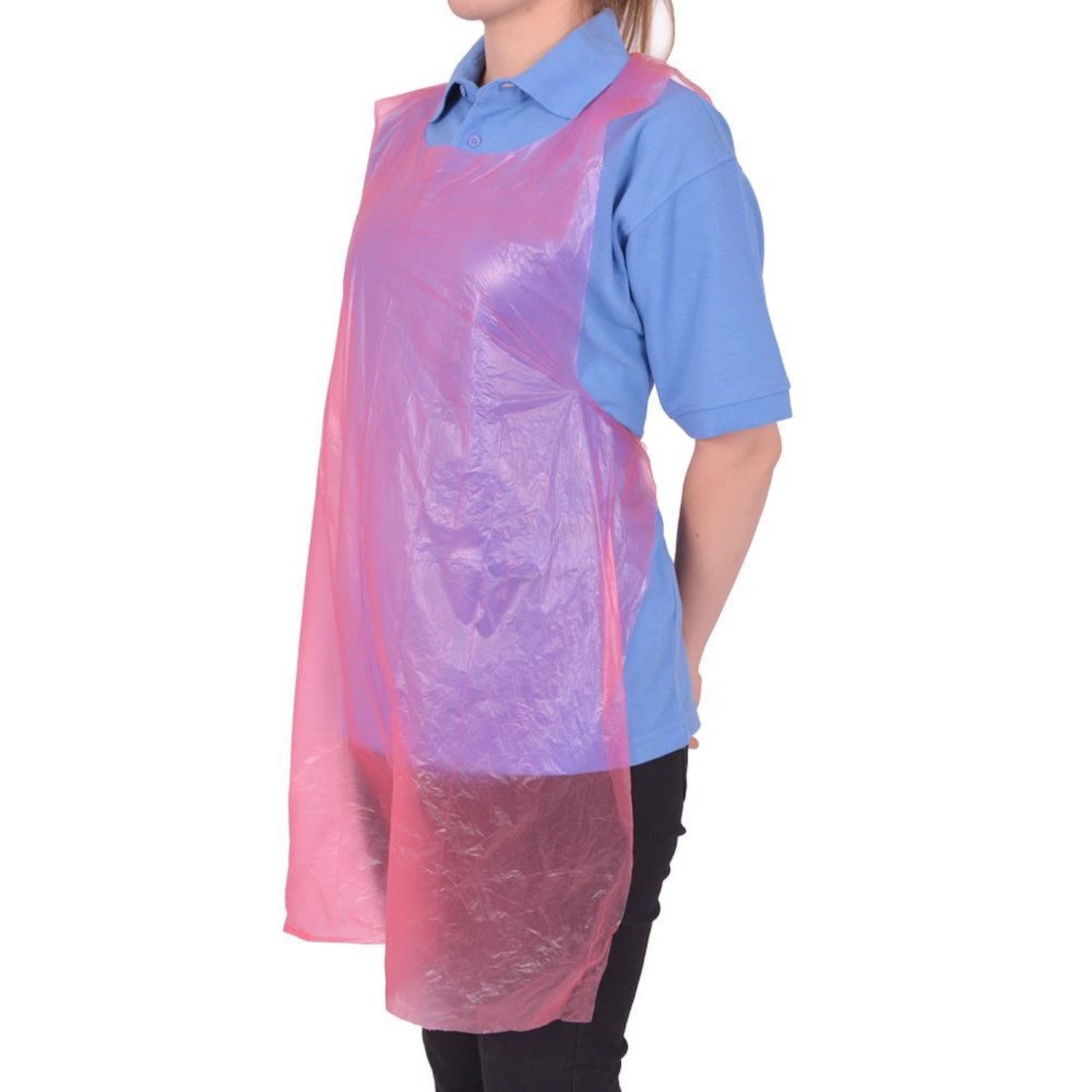 KleenMe Disposable Flat Aprons | Virgin LDPE | Red | Pack of 100