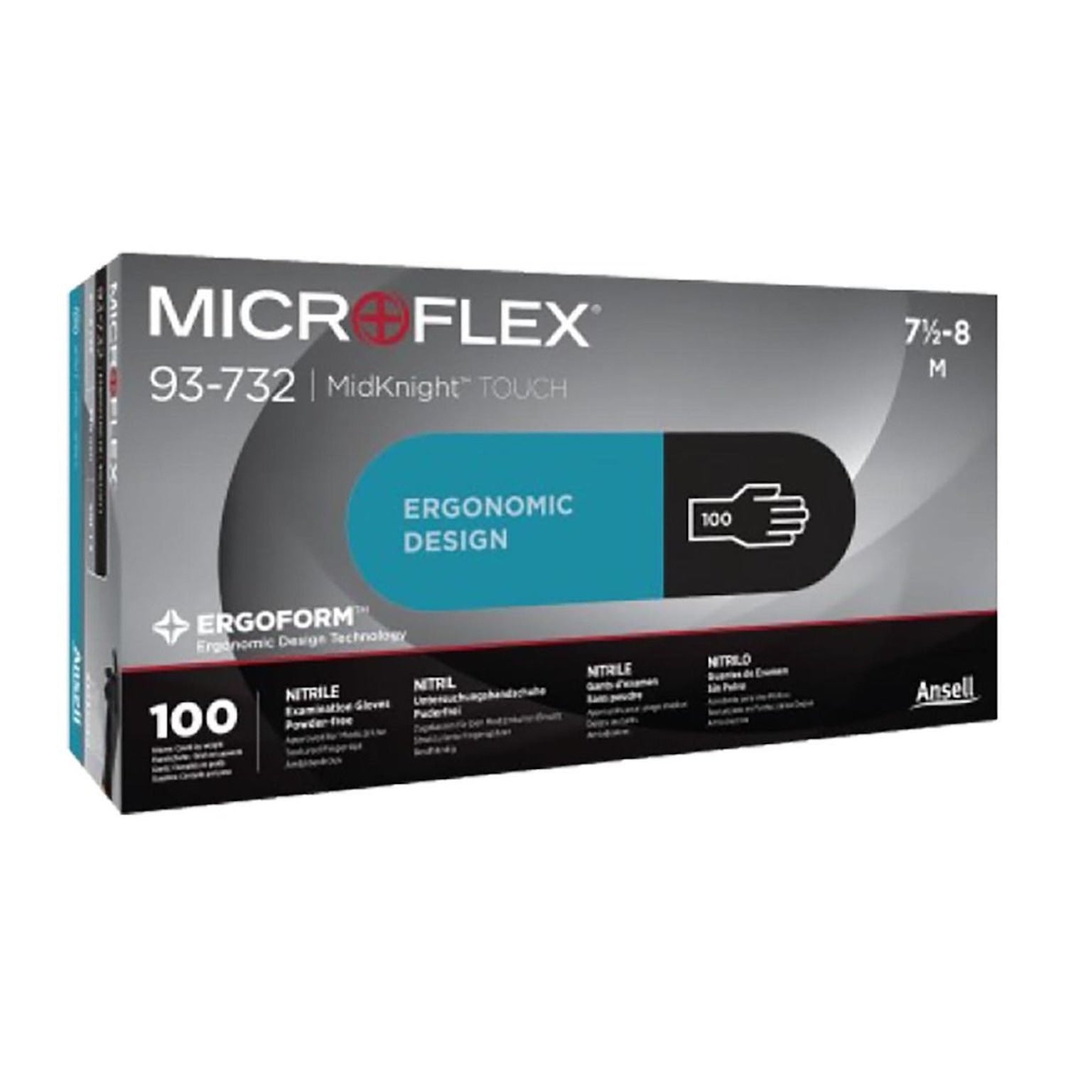 Ansell MicroFlex MidKnight Touch Nitrile Gloves | Powder Free | Black | Pack of 100 Pieces (7)