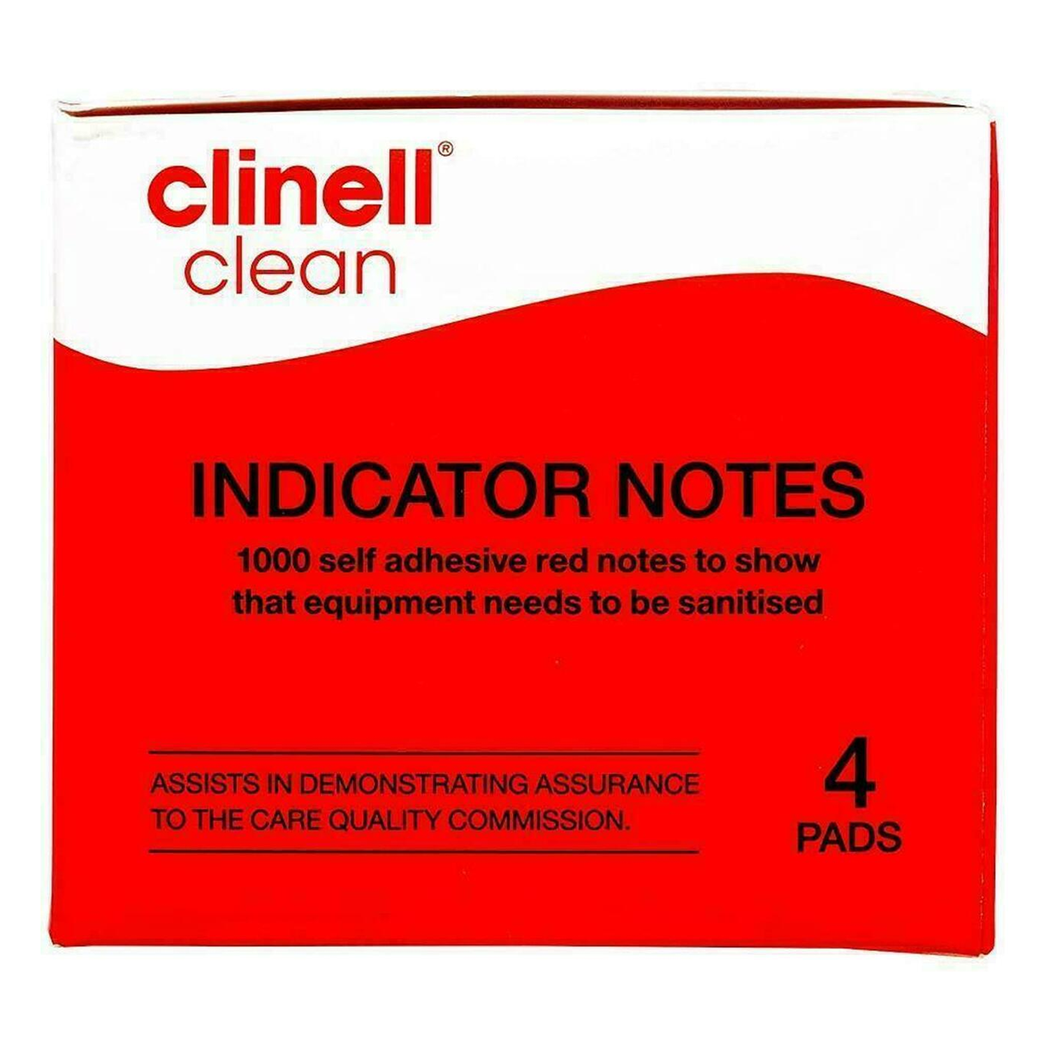 Clinell Indicator Notes | Red  | 4 x Pack of 250 (1000 Notes) (1)
