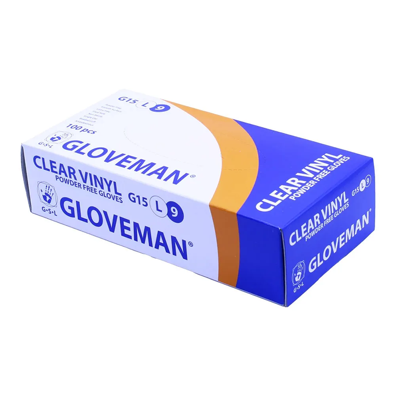 Gloveman Powder Free Clear Vinyl Gloves | Pack of 100 Pieces