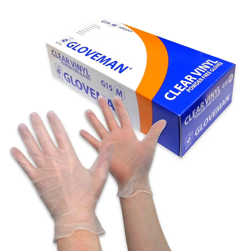 Gloveman Powder Free Clear Vinyl Gloves | Pack of 100 Pieces (1)