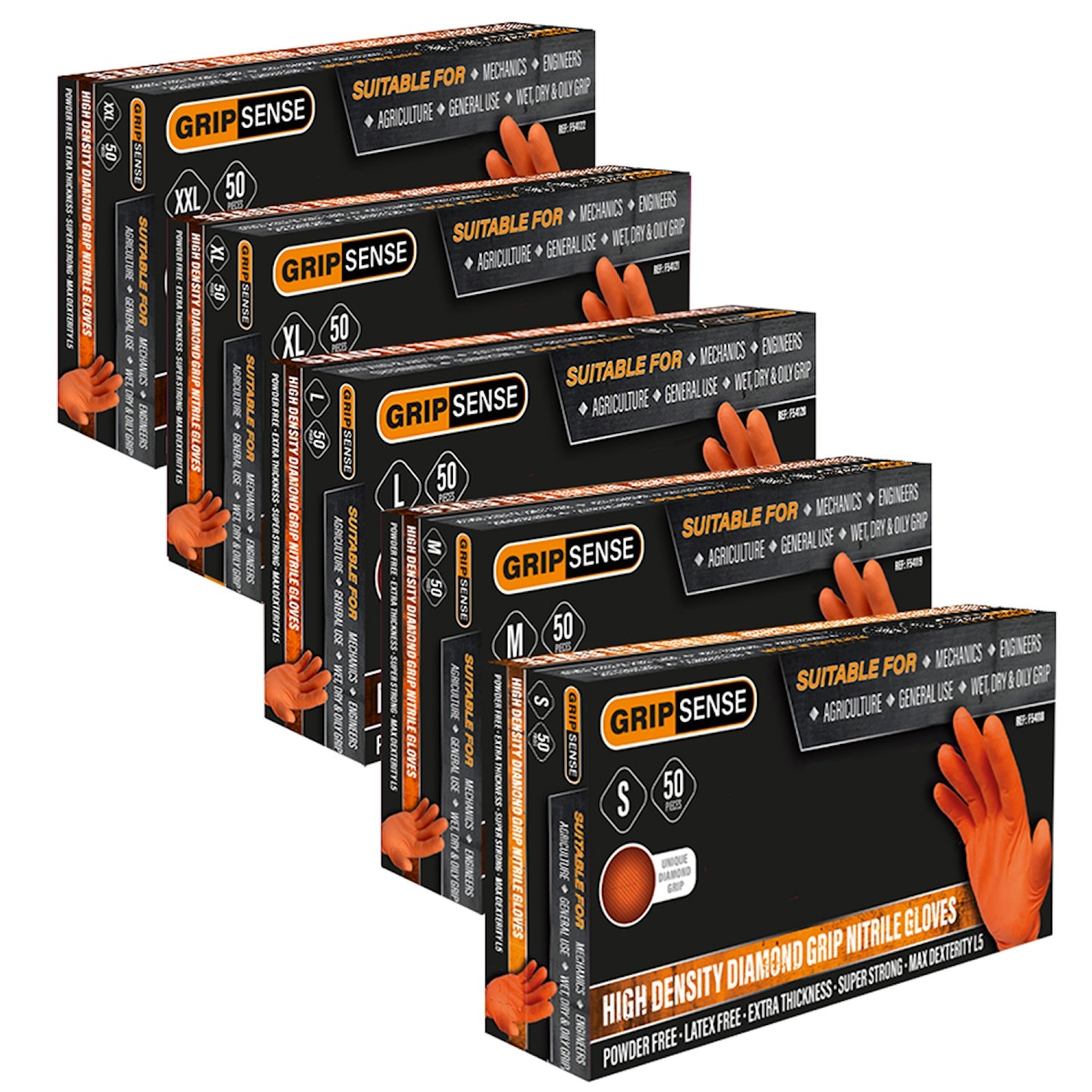 GripSense Gloves | Orange | 8g | Pack of 50 Pieces