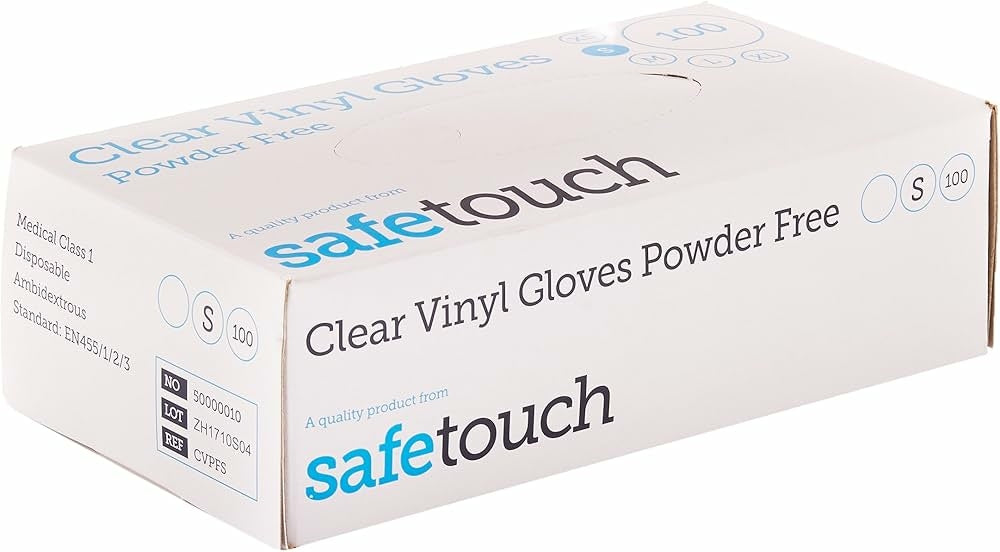 SafeTouch PF Vinyl Gloves | Clear | Pack of 100 Pieces