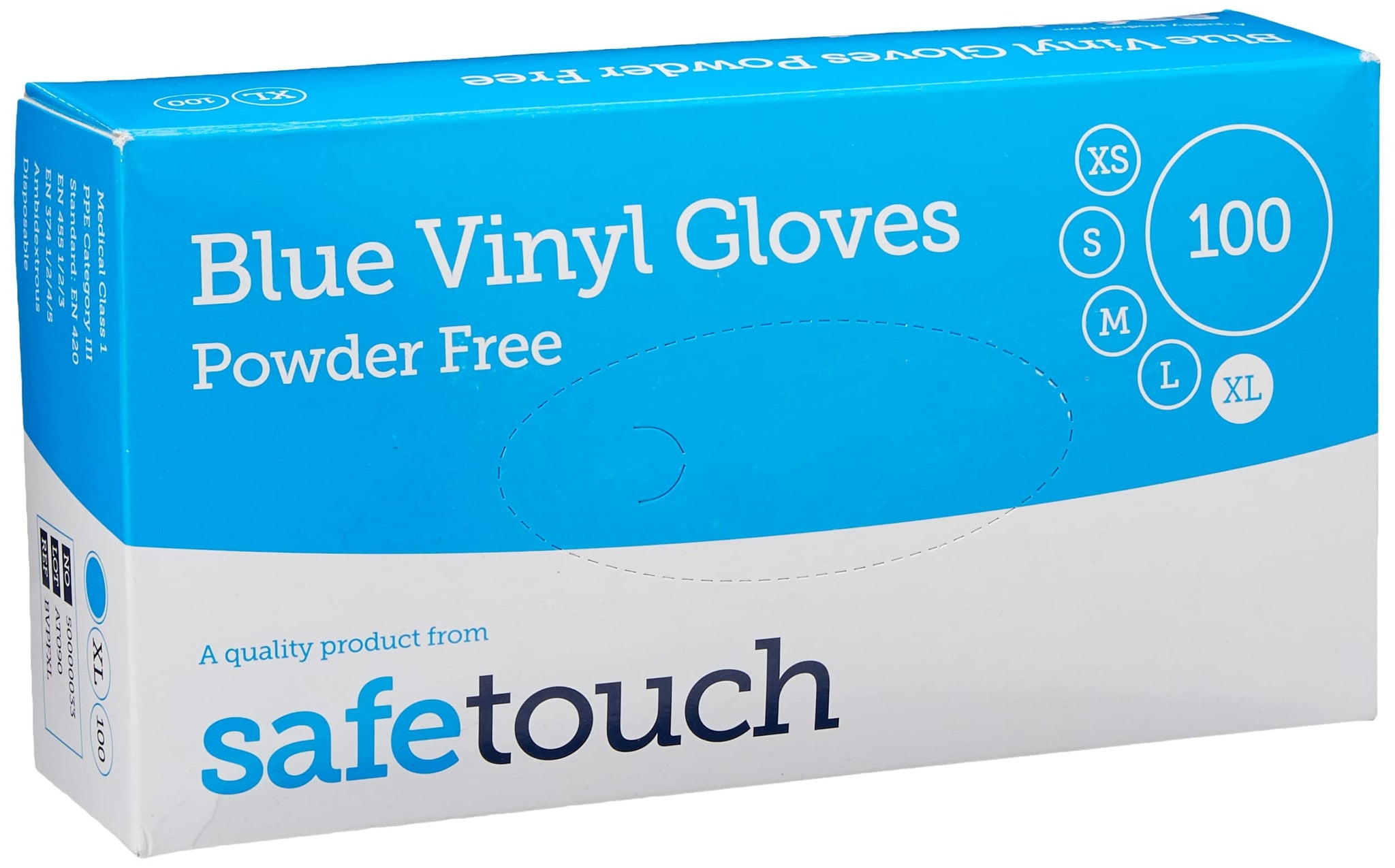 SafeTouch PF Vinyl Gloves | Blue | Pack of 100 Pieces