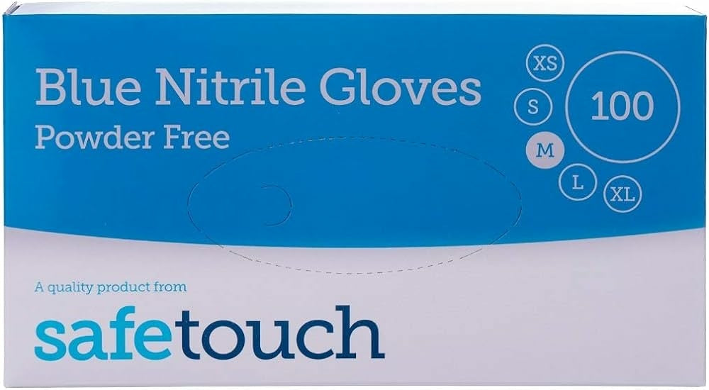 SafeTouch PF Nitrile Gloves | Blue | Pack of 100 Pieces