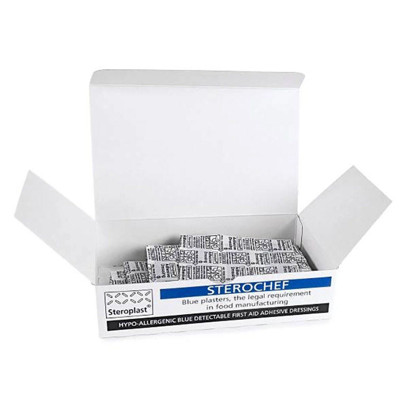 Sterochef Blue Detectable Plasters | 4 x 4cm | Pack of 50 (2)