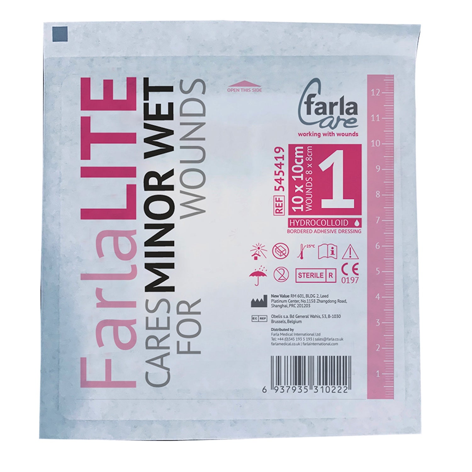 FarlaLITE Hydrocolloid Dressing including Border | 10 x 10cm | Pack of 5