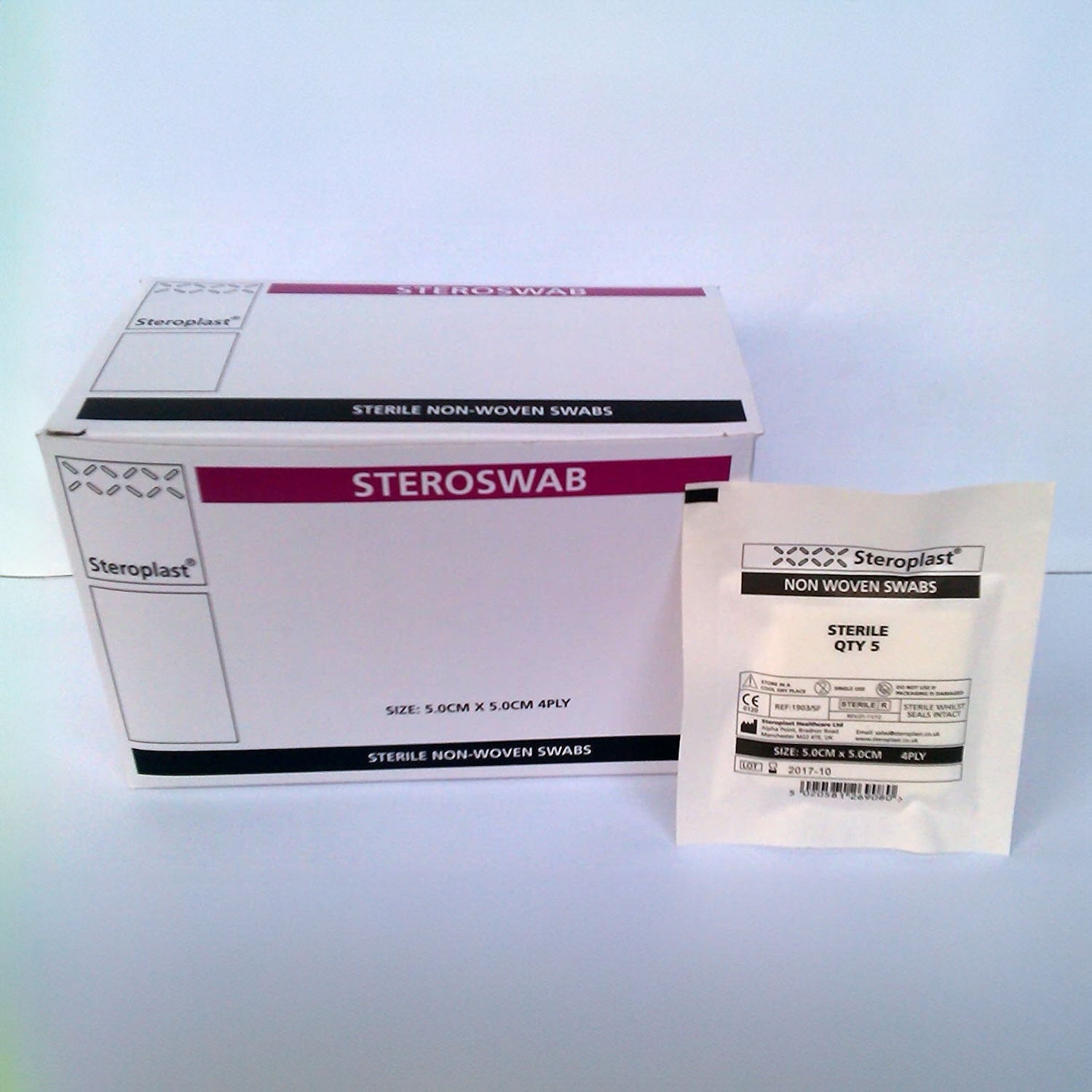 Steroplast Non-Woven Gause Swabs | 5 x 5cm | 4ply | Pack of 5 Swabs x 25
