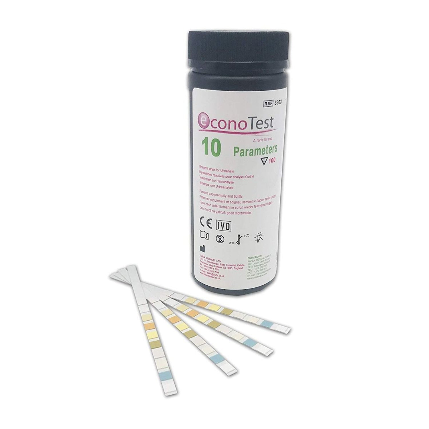 Econotest Urinalysis Reagent Strips 10 Parameter Pack Of 100