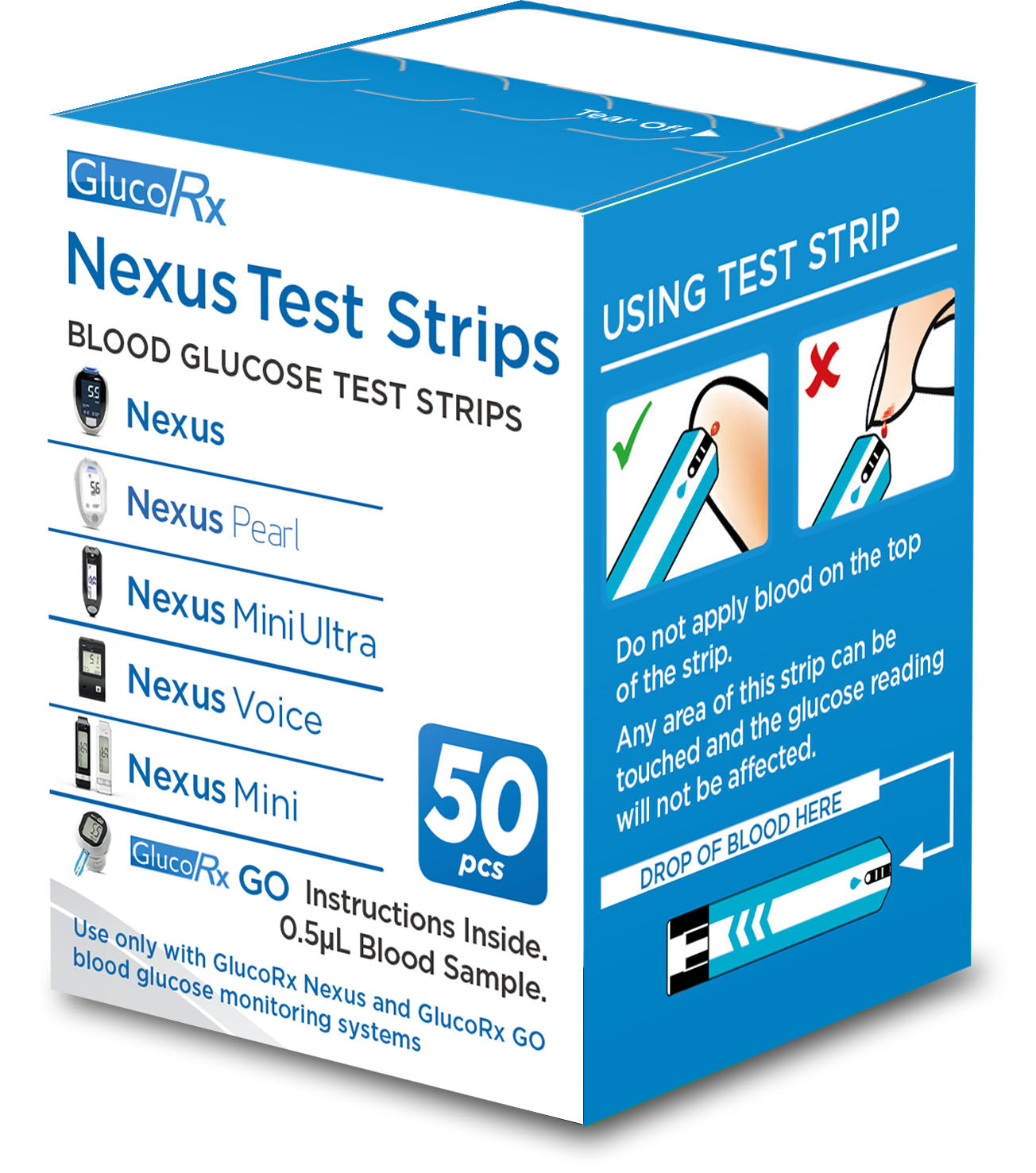 GlucoRx Nexus Test Strips | Pack of 50