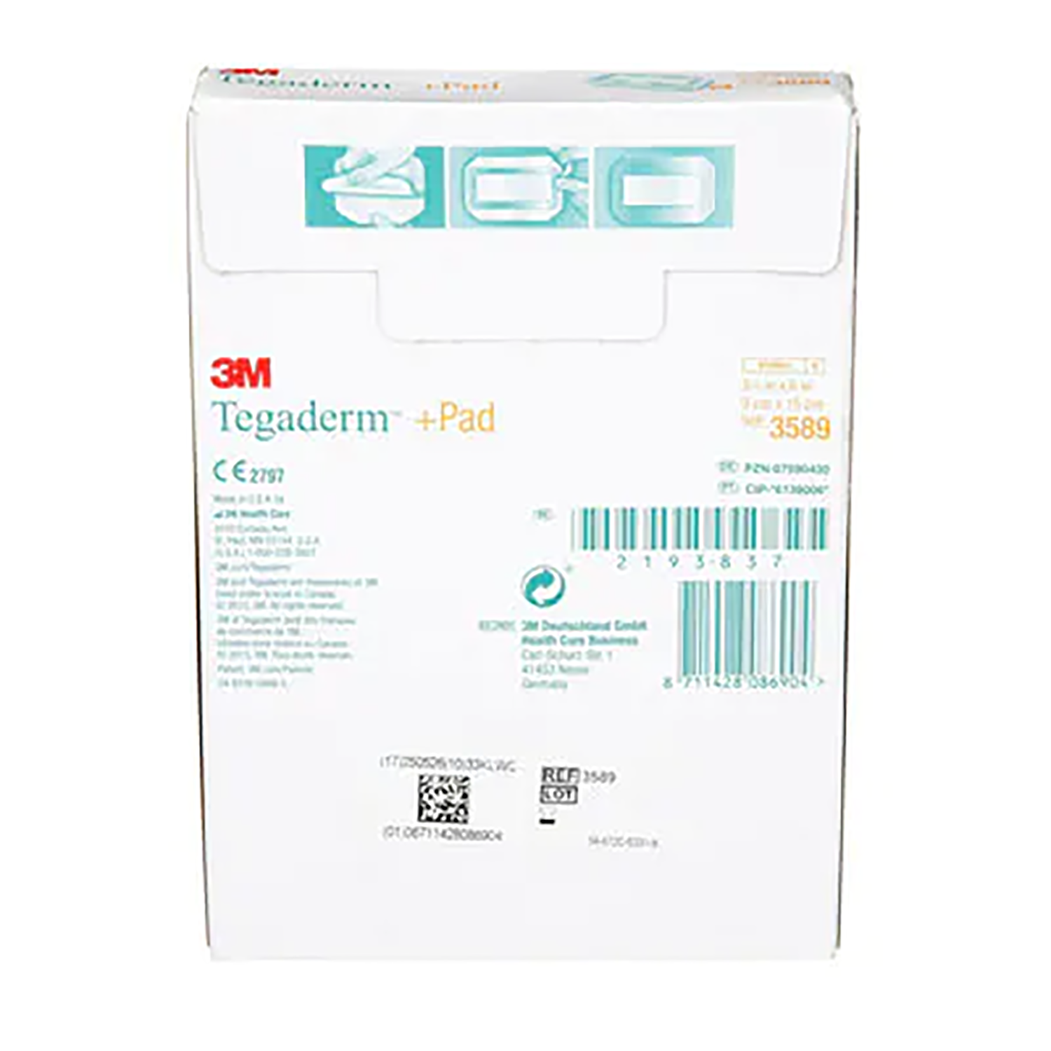 3M Tegaderm + Pad Film Dressing with Non Adherent Pad | 9 x 15cm | Pack of 25 (2)