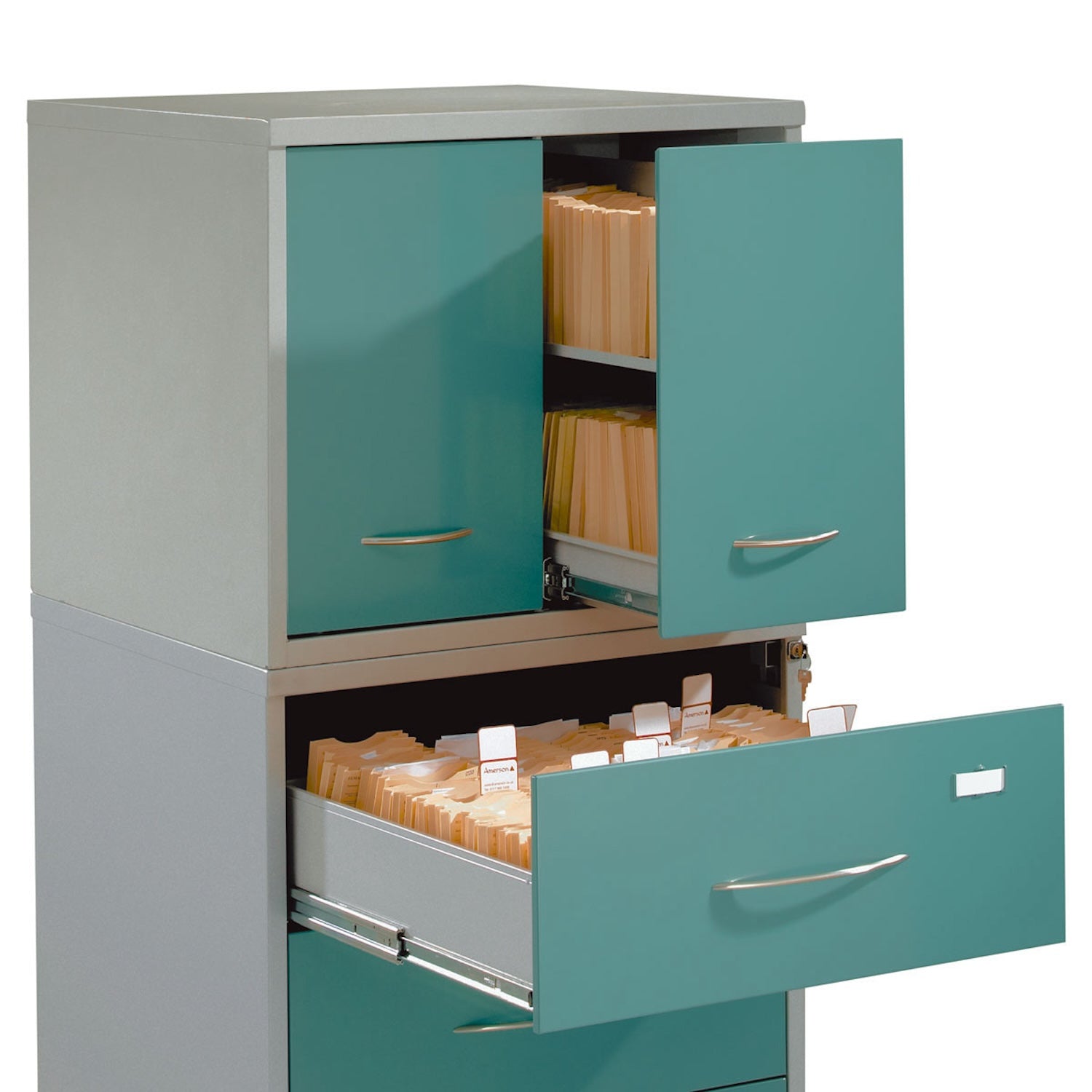 BH Amerson 2 Vertical Drawers Cabinet | Cream Frame & Drawers | Placed Centrally in a Room