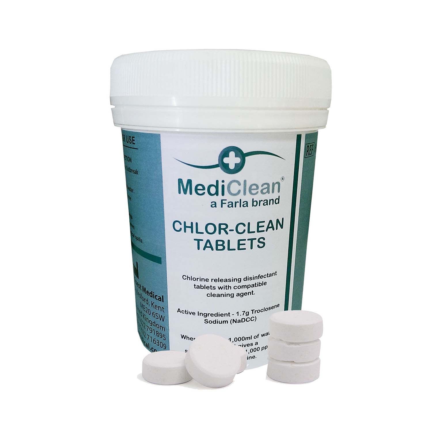 MediClense Chlor-Clean Detergent Sanitiser Tablets | Tub of 200