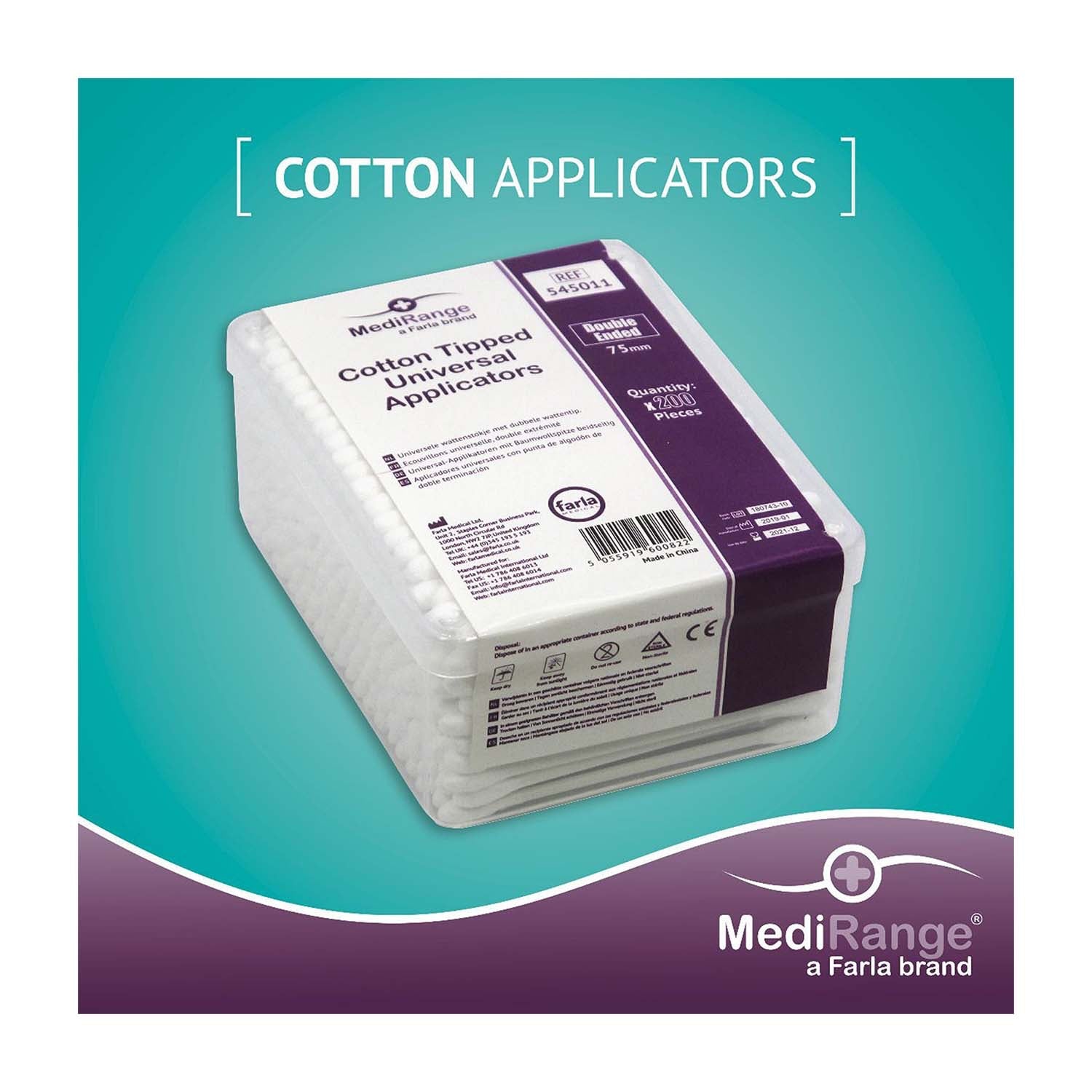 MediRange Cotton Universal Applicators Double Ended | 75mm | Pack of 200 (2)