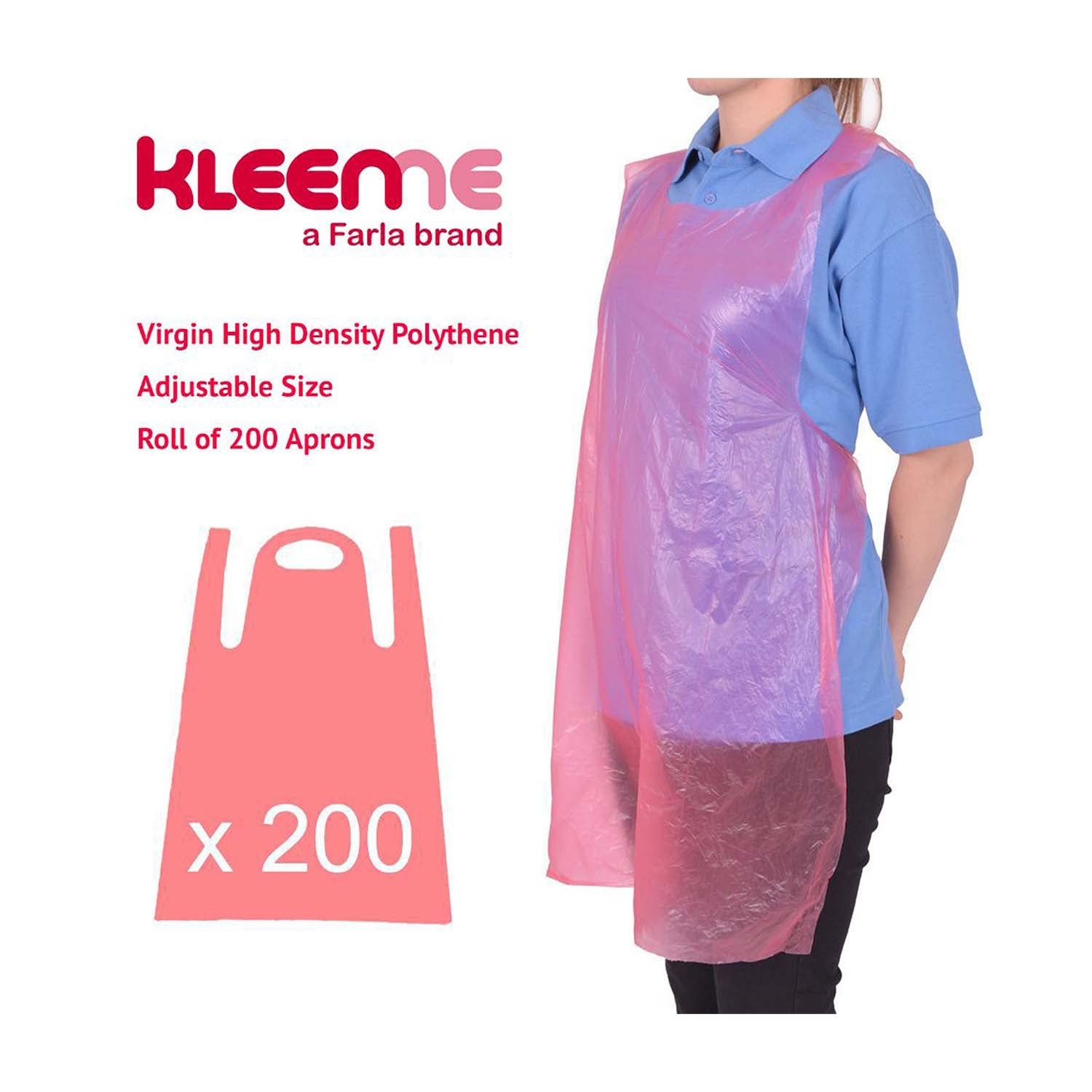 KleenMe Disposable Aprons Roll | Virgin HDPE | Red | Pack of 200