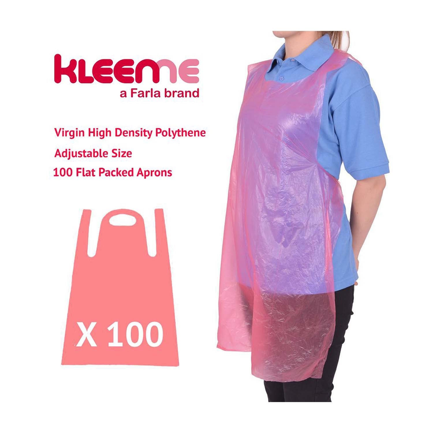 KleenMe Disposable Flat Aprons | Virgin HDPE | Red | Pack of 100