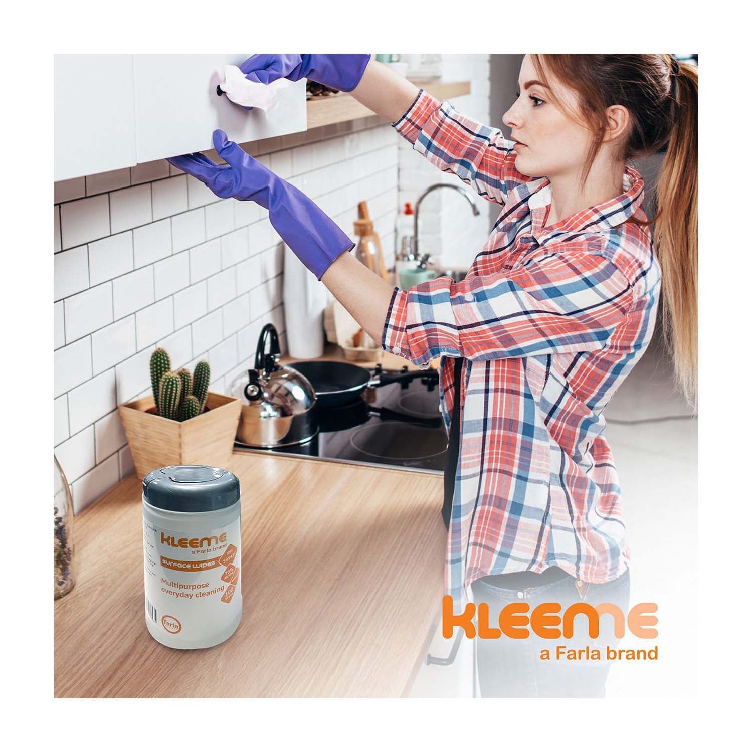 KleenMe | Surface Disinfection Wipes | 70% Alcohol | Tub of 100 (6)