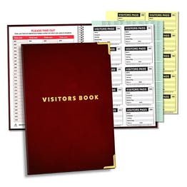 GDPR Compliant Visitor Book |100 Passes and Faux Leather Binder | A4