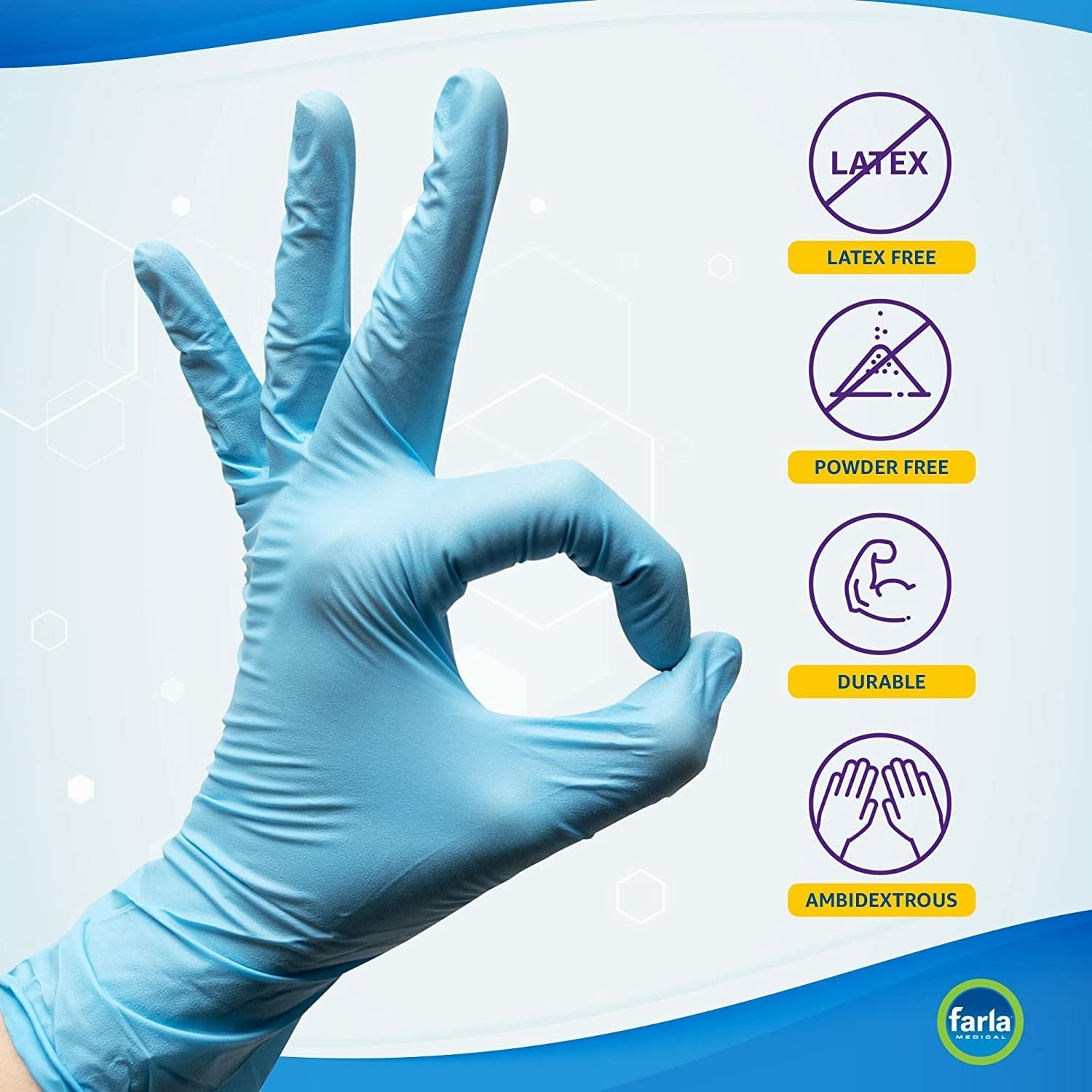 MediHands Examination Nitrile Powder Free Gloves | Blue | Pack of 100 Pieces (3)