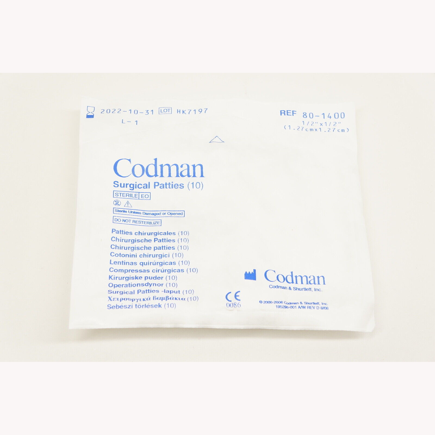 Codman Surgical Patties | 1.27 x 1.27cm | Pack of 200 (20 Packages per Dispenser Box x 10 Boxes)
