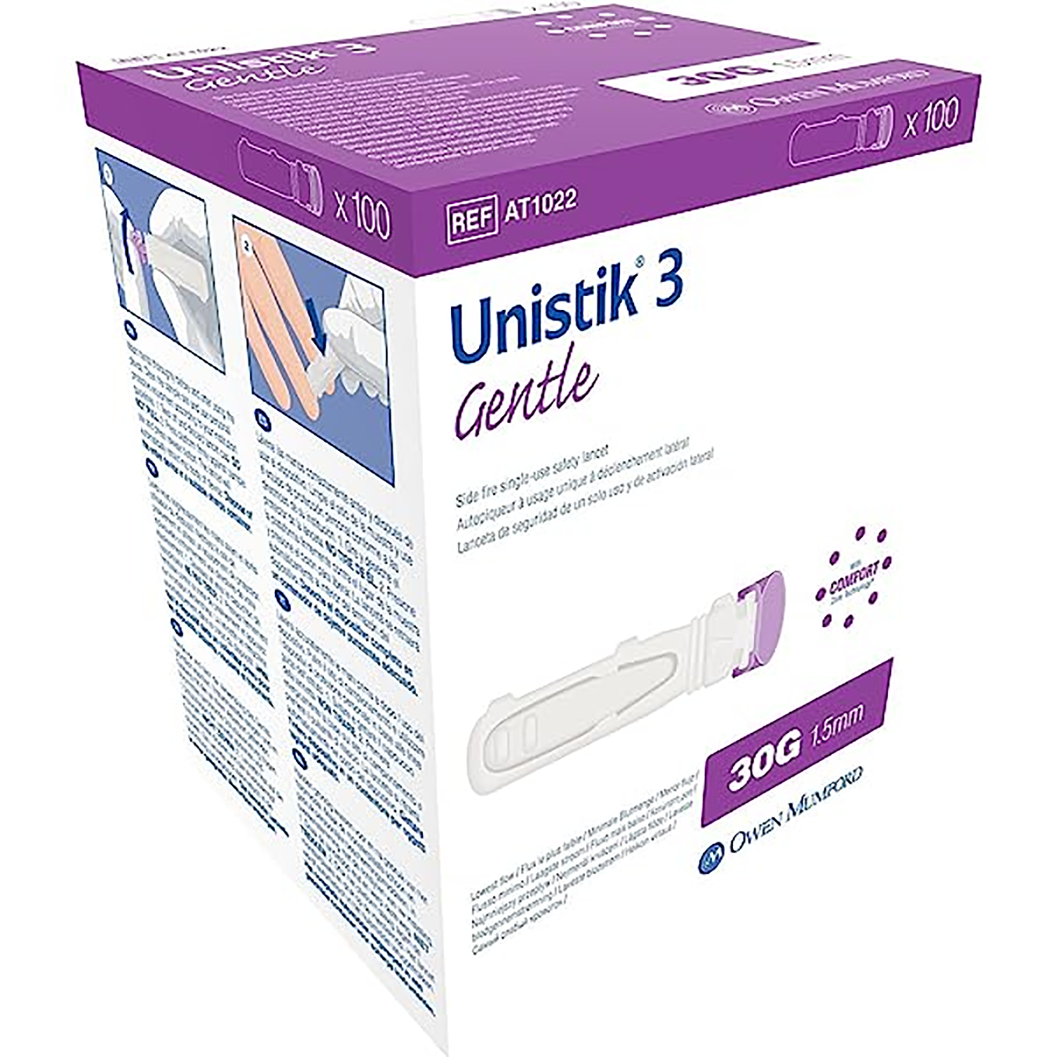 Unistik 3 Gentle Lancets | White | 20G | 1.5mm | Pack of 100