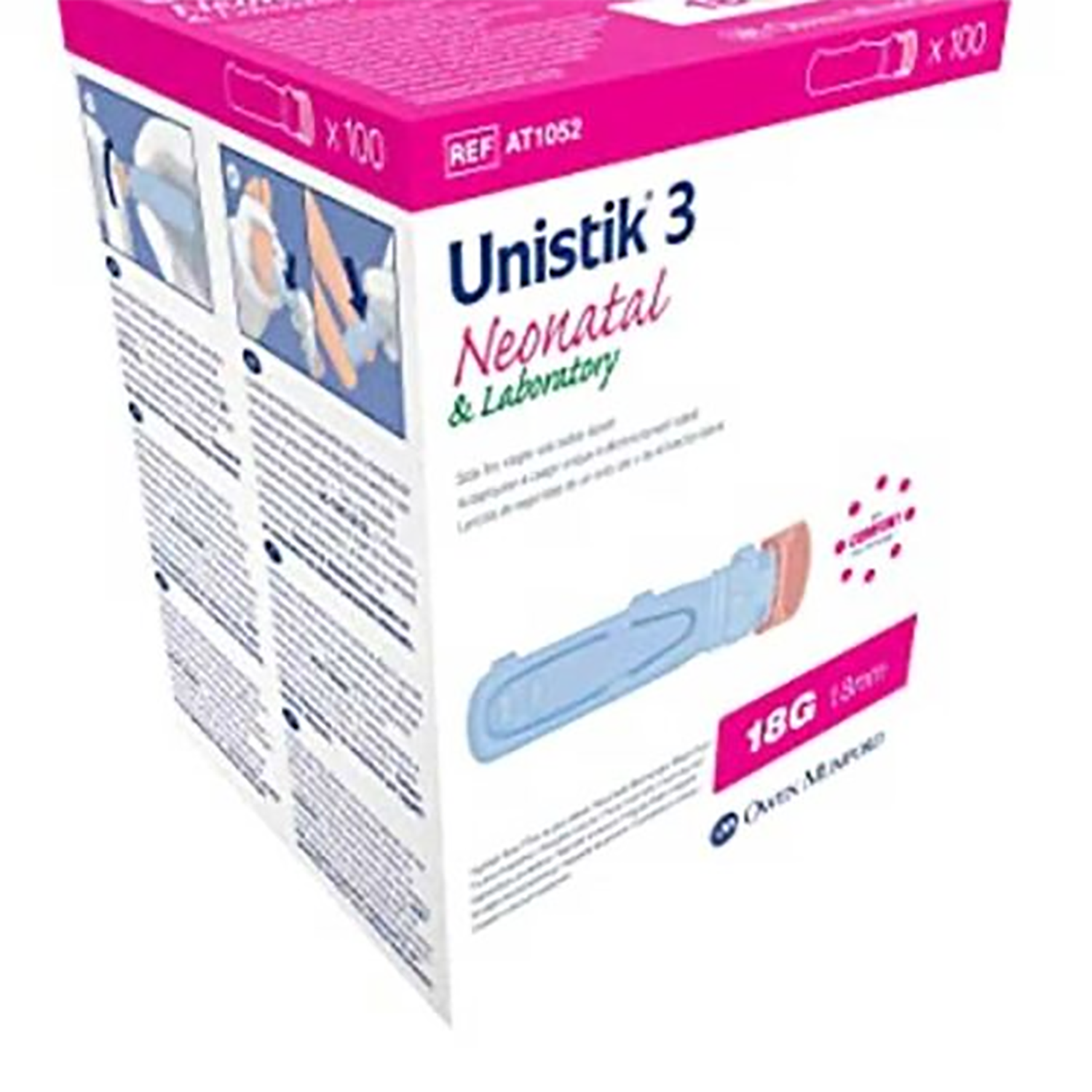 Unistik 3 Neonatal & Laboratory Lancets | Blue | 18G | 1.8mm | Pack of 100