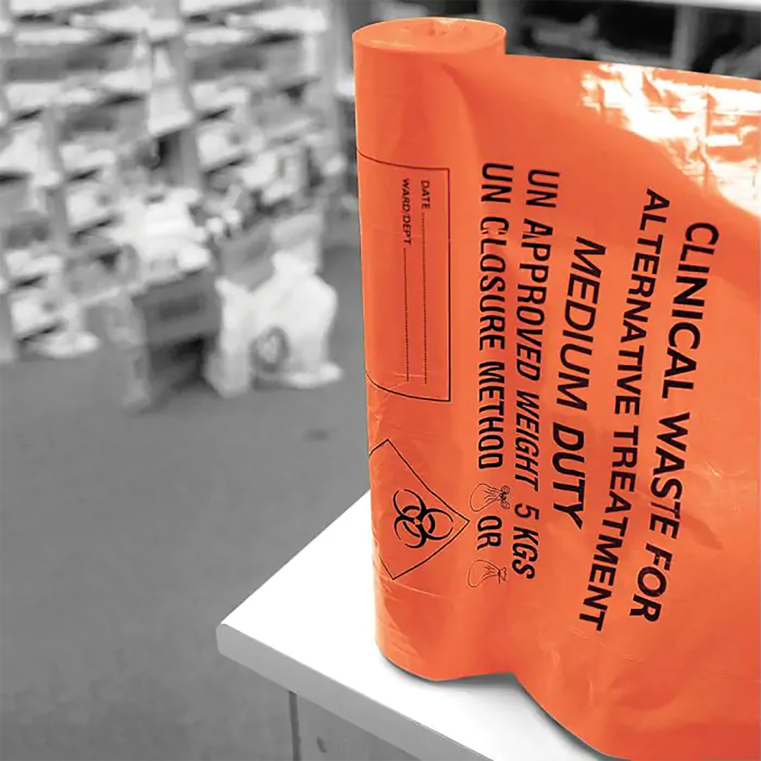 Orange Clinical Waste Sacks | 90L | Medium  | Roll of 25