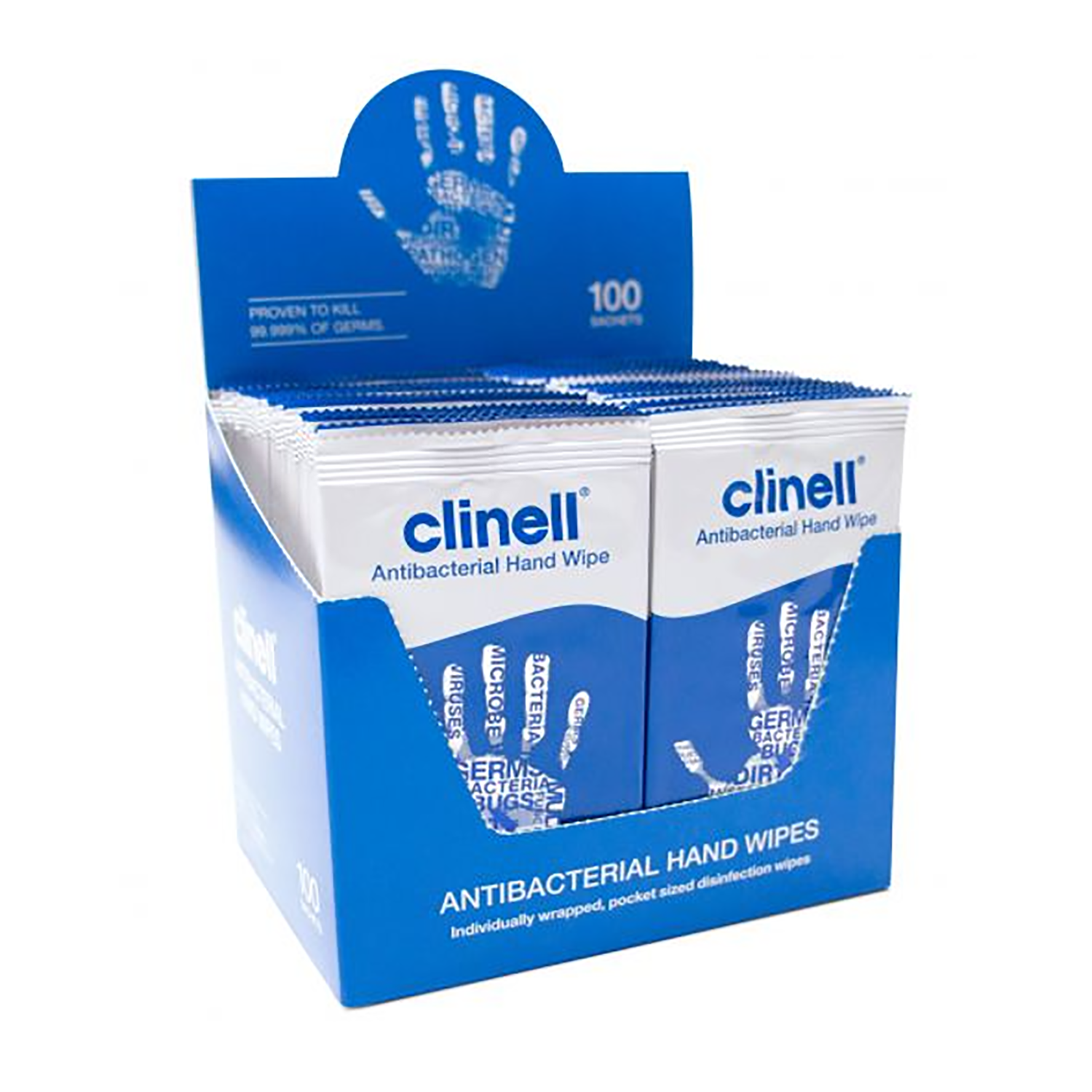 Clinell Antimicrobial Hand Wipes | Individual Sachets | Pack of 100