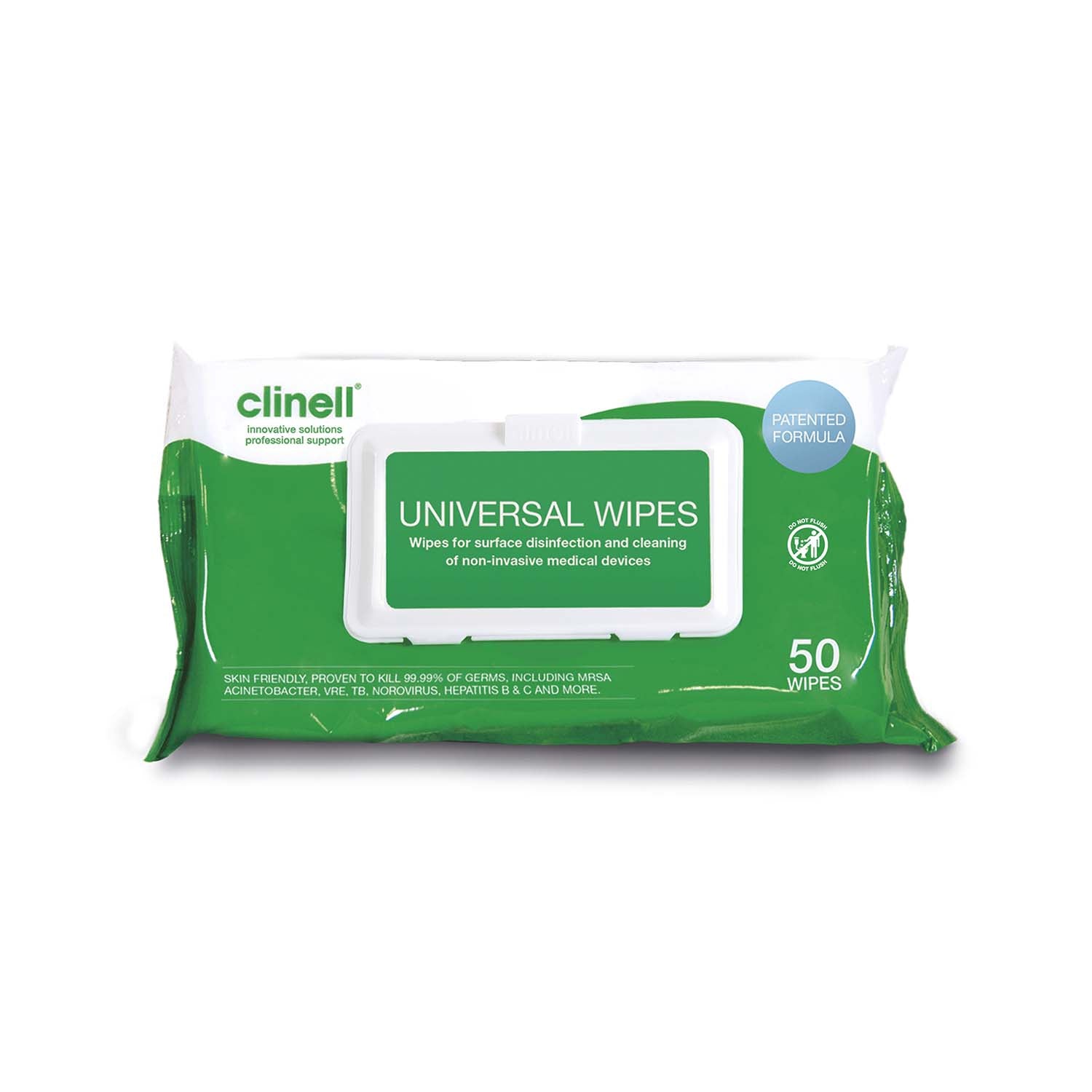 Clinell Universal Sanitising Back | Pack of 50 Wipes