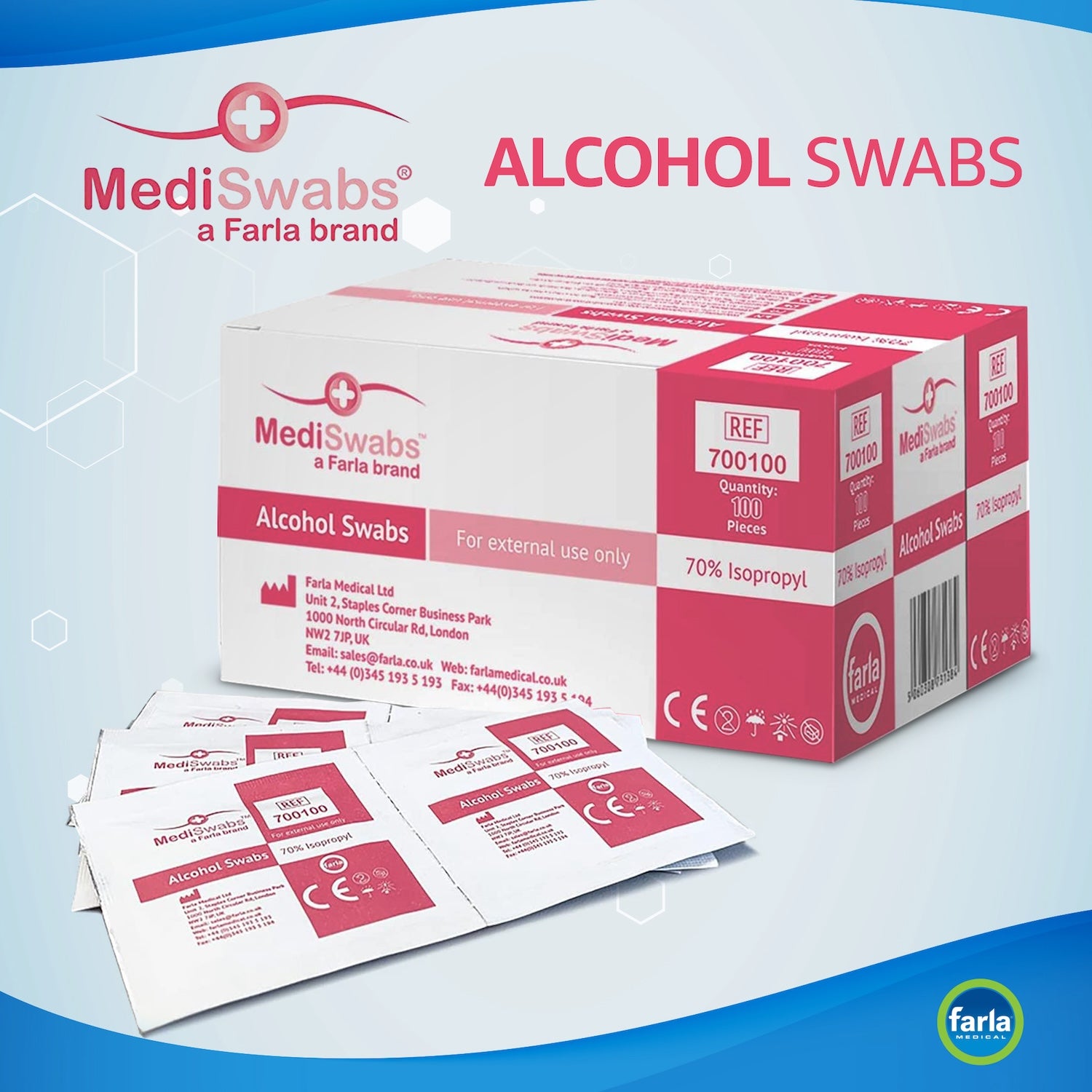 MediSwabs Alcohol Prep Pads | Pack of 100 Sachets (2)