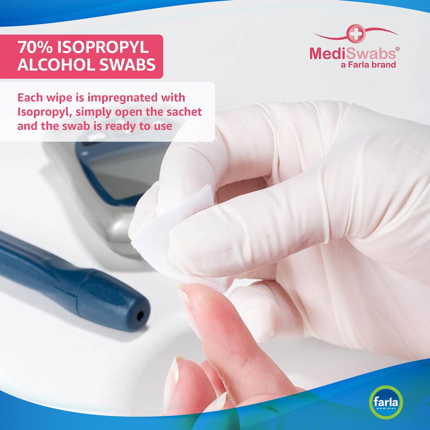 MediSwabs Alcohol Prep Pads | Pack of 100 Sachets (4)