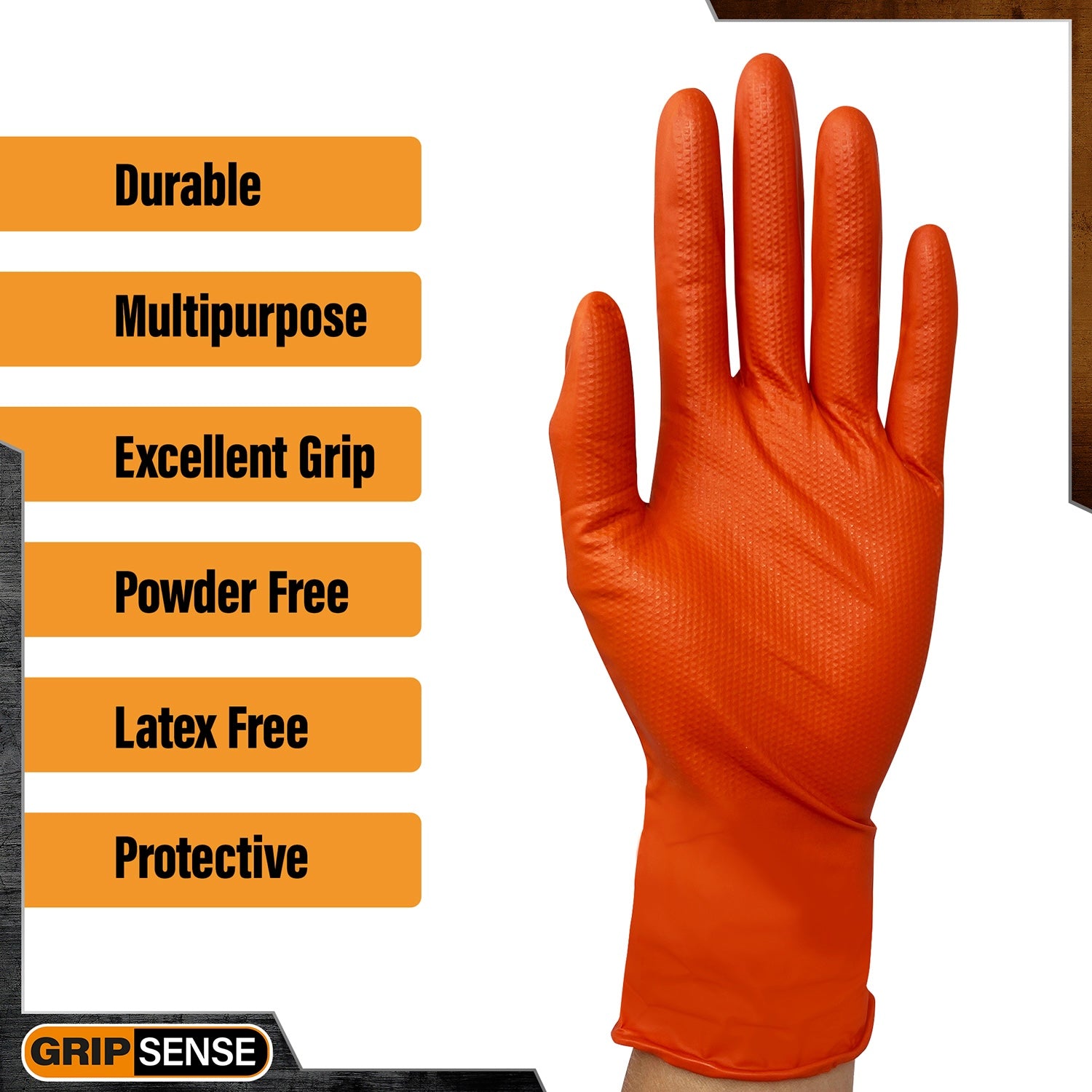 GripSense Orange Gloves | Pack of 50 Pieces (5)