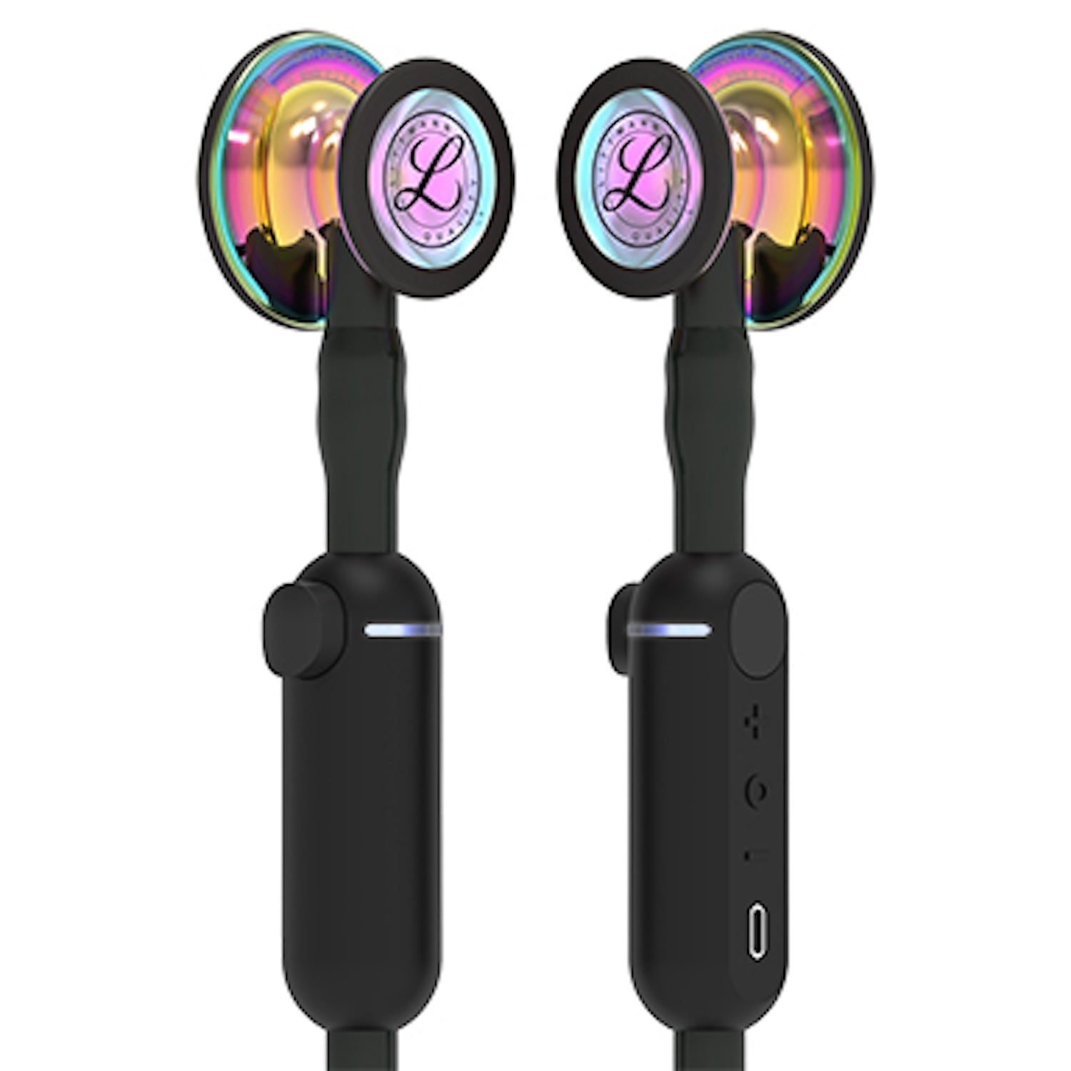 3M Littmann CORE Digital Stethoscope | High Polish Rainbow Chestpiece, Black Tube, Stem and Headset (3)