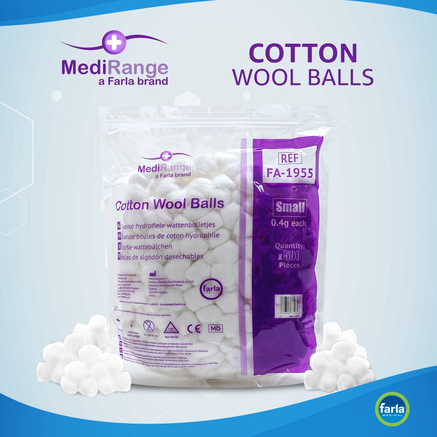 MediRange Cotton Wool Balls | Small | Pack of 500 (1)