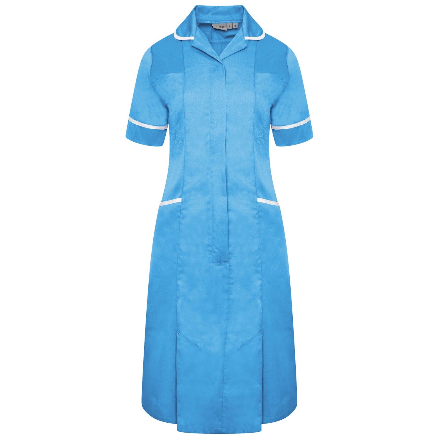 Ladies Healthcare Dress | Round Collar | Hospital Blue/White Trim