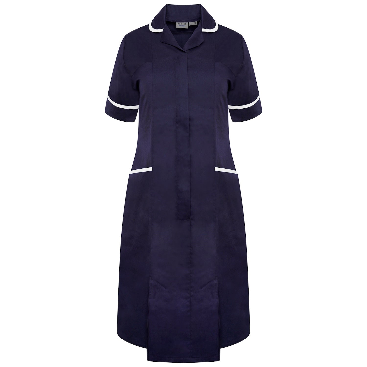 Ladies Healthcare Dress | Round Collar | Navy/White Trim