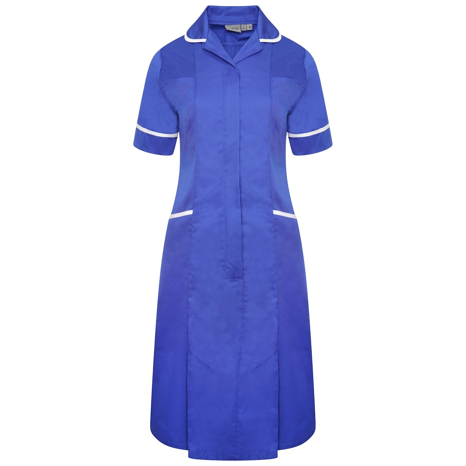 Ladies Healthcare Dress | Round Collar | Royal/White Trim