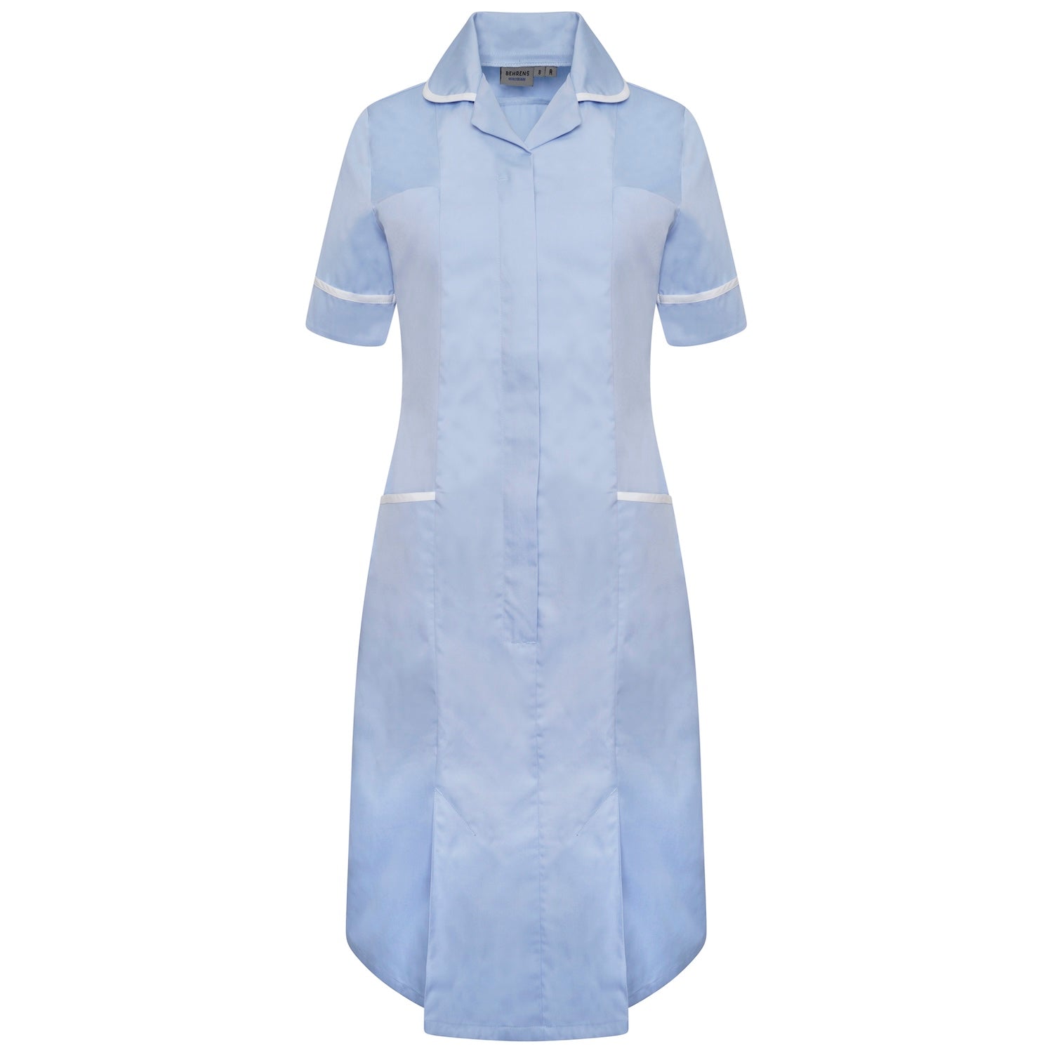 Ladies Healthcare Dress | Round Collar | Sky/White Trim