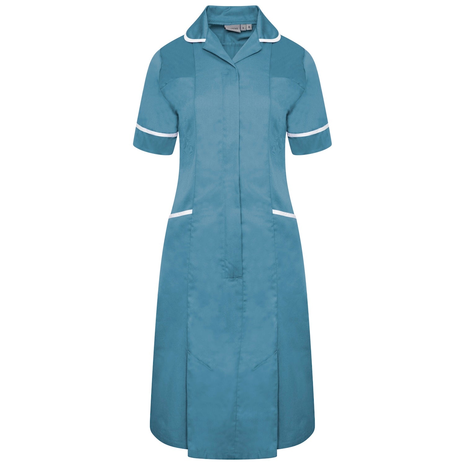 Ladies Healthcare Dress | Round Collar | Teal/White Trim