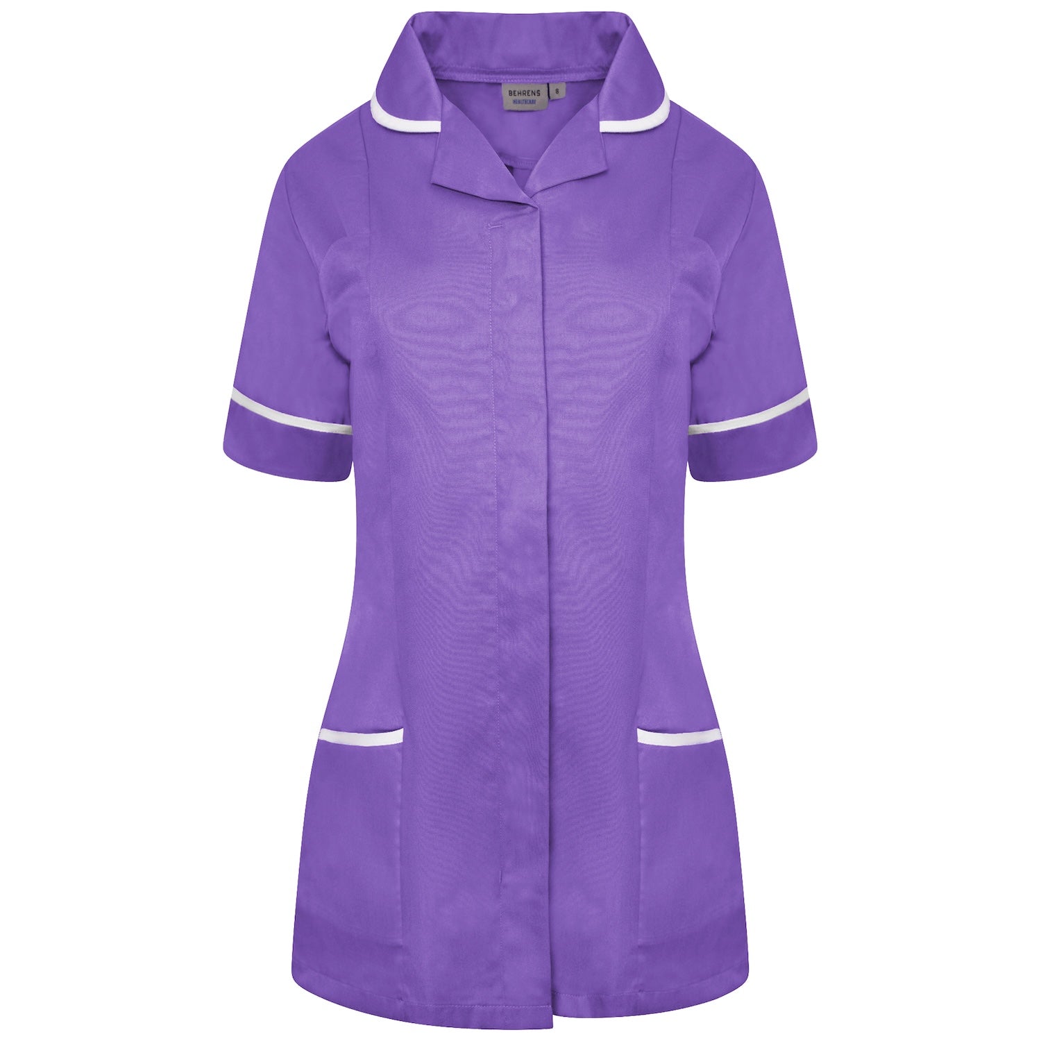 Ladies Healthcare Tunic | Round Collar | Purple/White Trim
